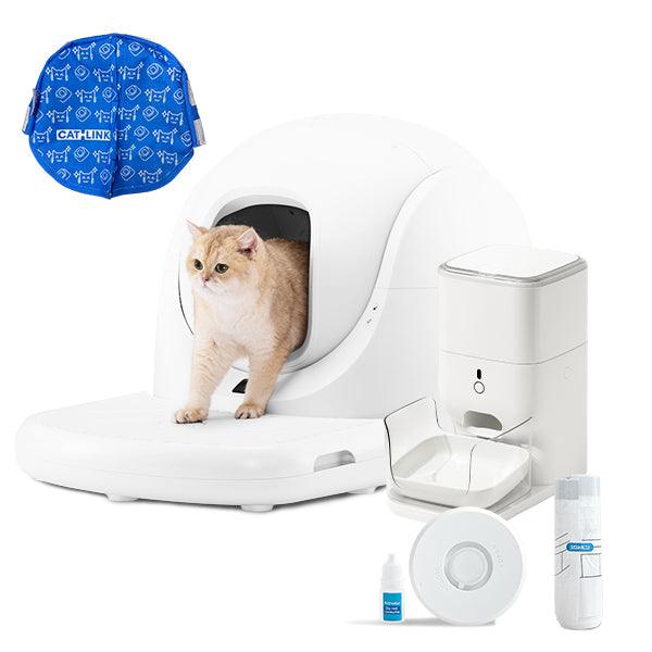 Paquet: <tc>Catlink</tc> Bac à litière pour chat + distributeur automatique