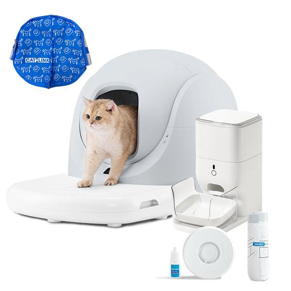 Paquet: <tc>Catlink</tc> Bac à litière pour chat + distributeur automatique