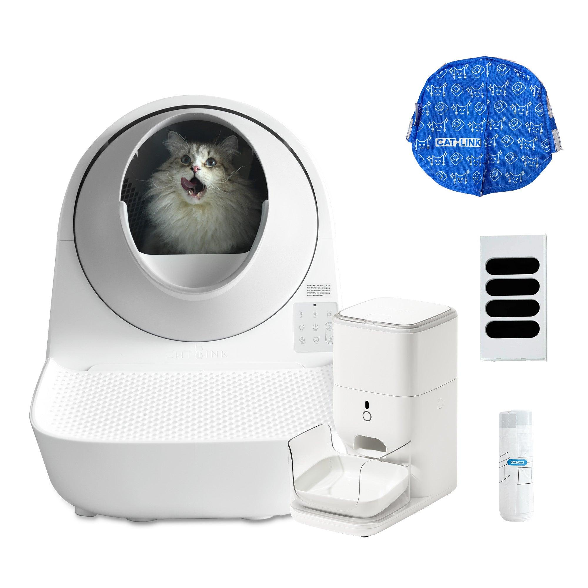 Paquet: <tc>Catlink</tc> Bac à litière pour chat + distributeur automatique