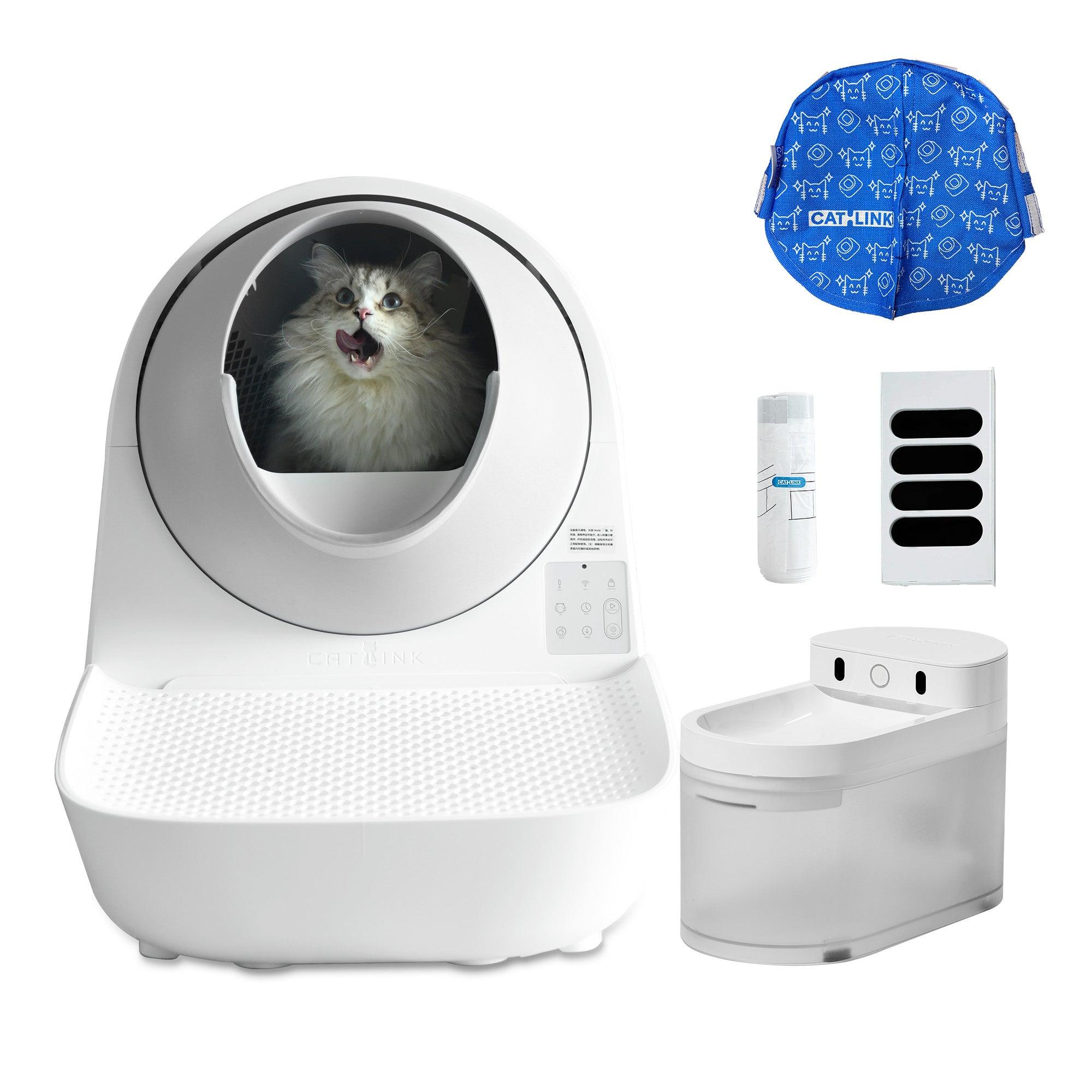Paquet: <tc>Catlink</tc> Bac à litière pour chat + distributeur automatique