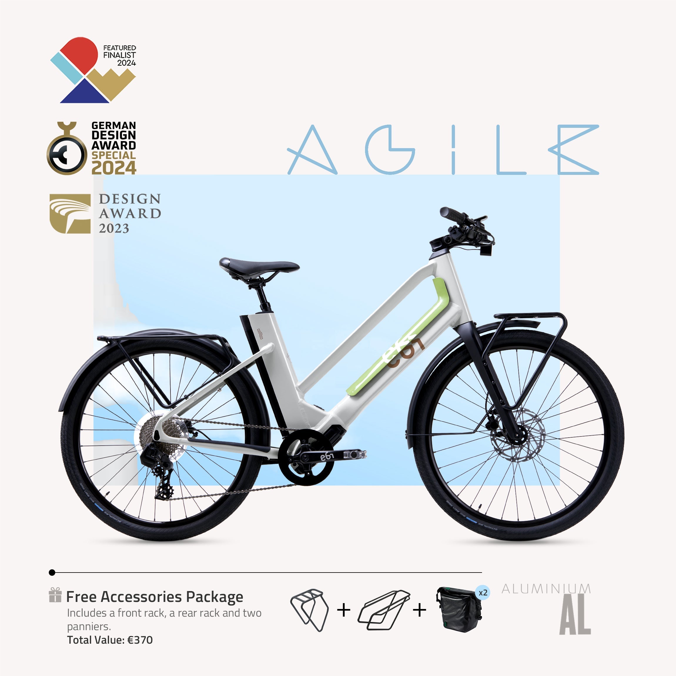 Gratiszugabe: 370 €) EBI AGILE Urban Aluminum – Komfortables E-Bike f – Twopoint
