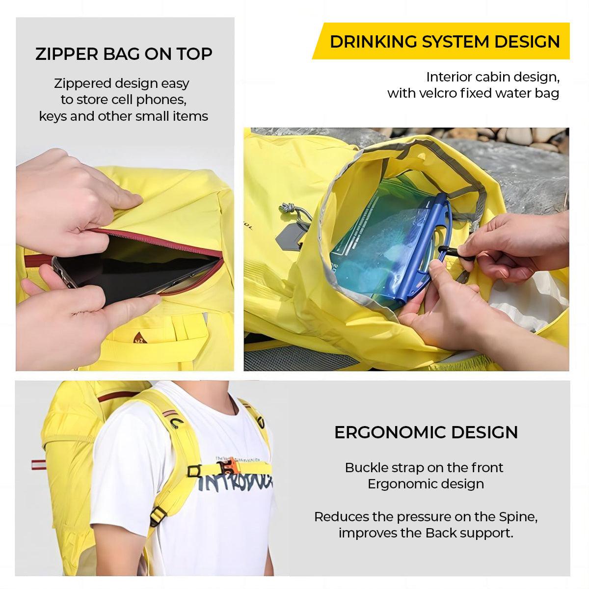 Generico Fahrradrucksack Gelb, Leichter Wanderrucksack - Twopoint