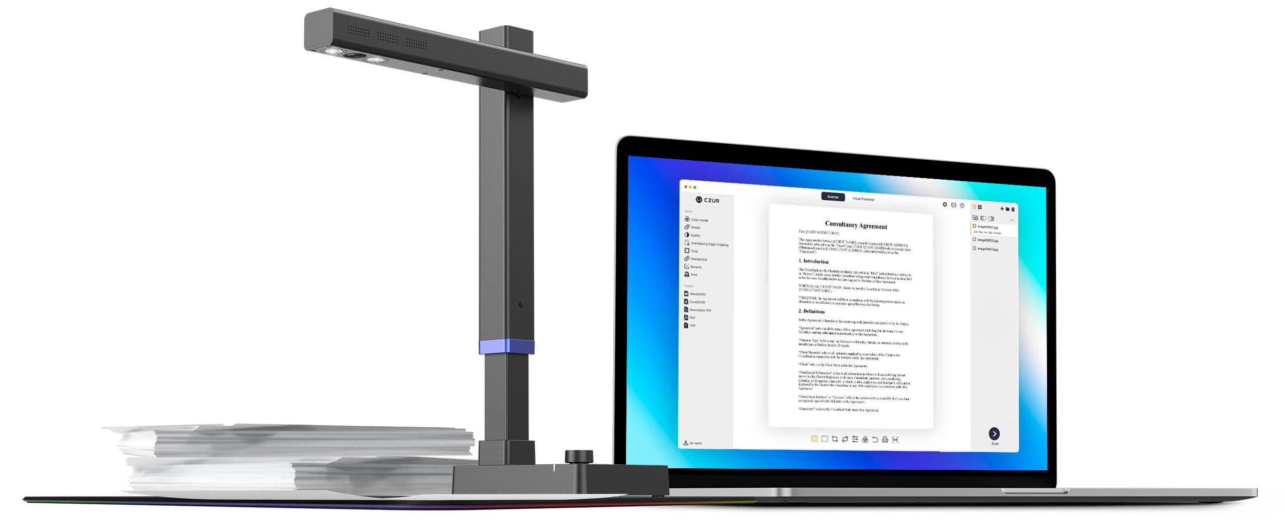 CZUR Shine Pro Serie Dokumentenscanner mit Czur Software