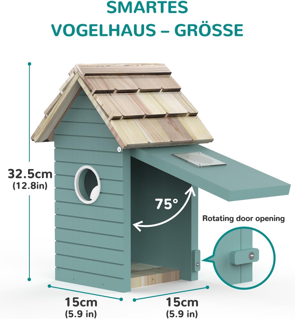 <tc>RAINBEAN</tc> Nest Box with Camera NB-E1 – 4 MP, Real-time Bird Watching, AI Detection, DIY, Blue