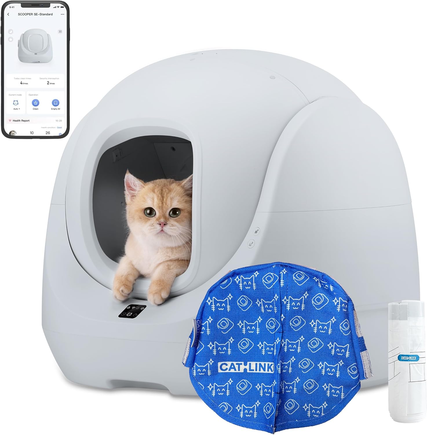 Catlink Baymax Lite(Grau) mit Treppe selbstreinigende Katzentoilette - Twopoint