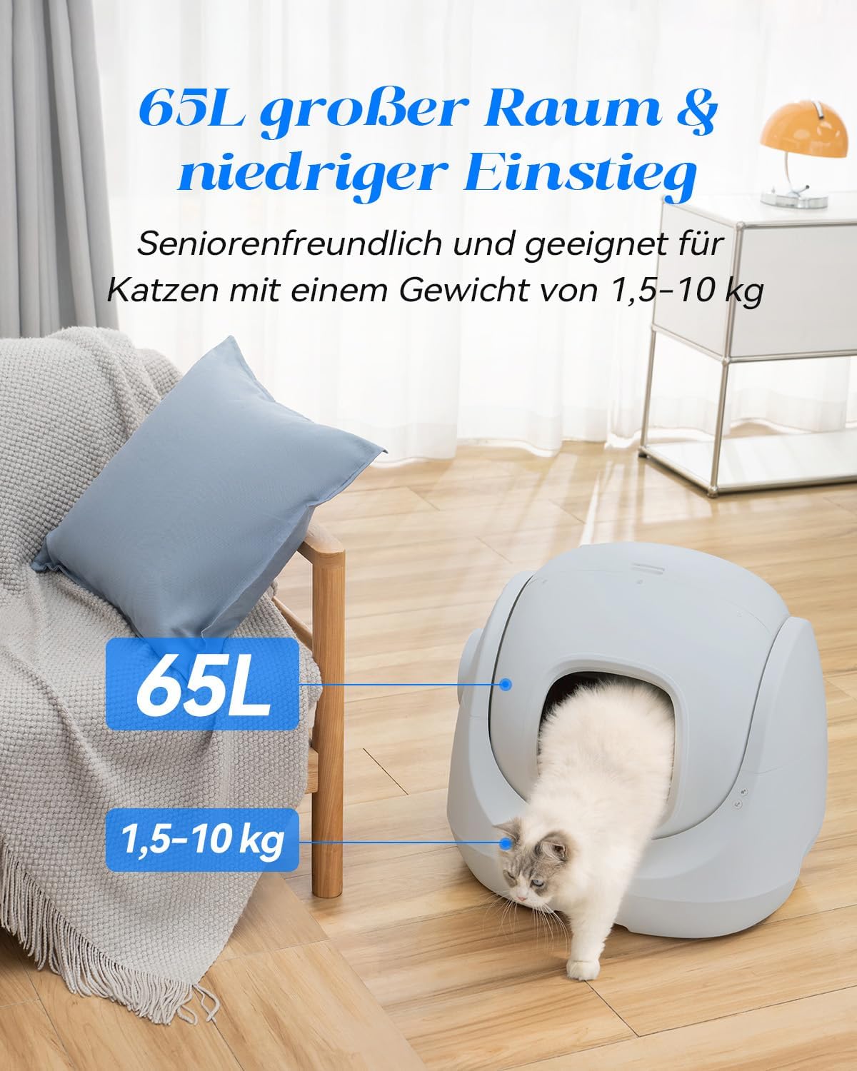 Catlink Baymax Lite(Grau) mit Treppe selbstreinigende Katzentoilette - Twopoint