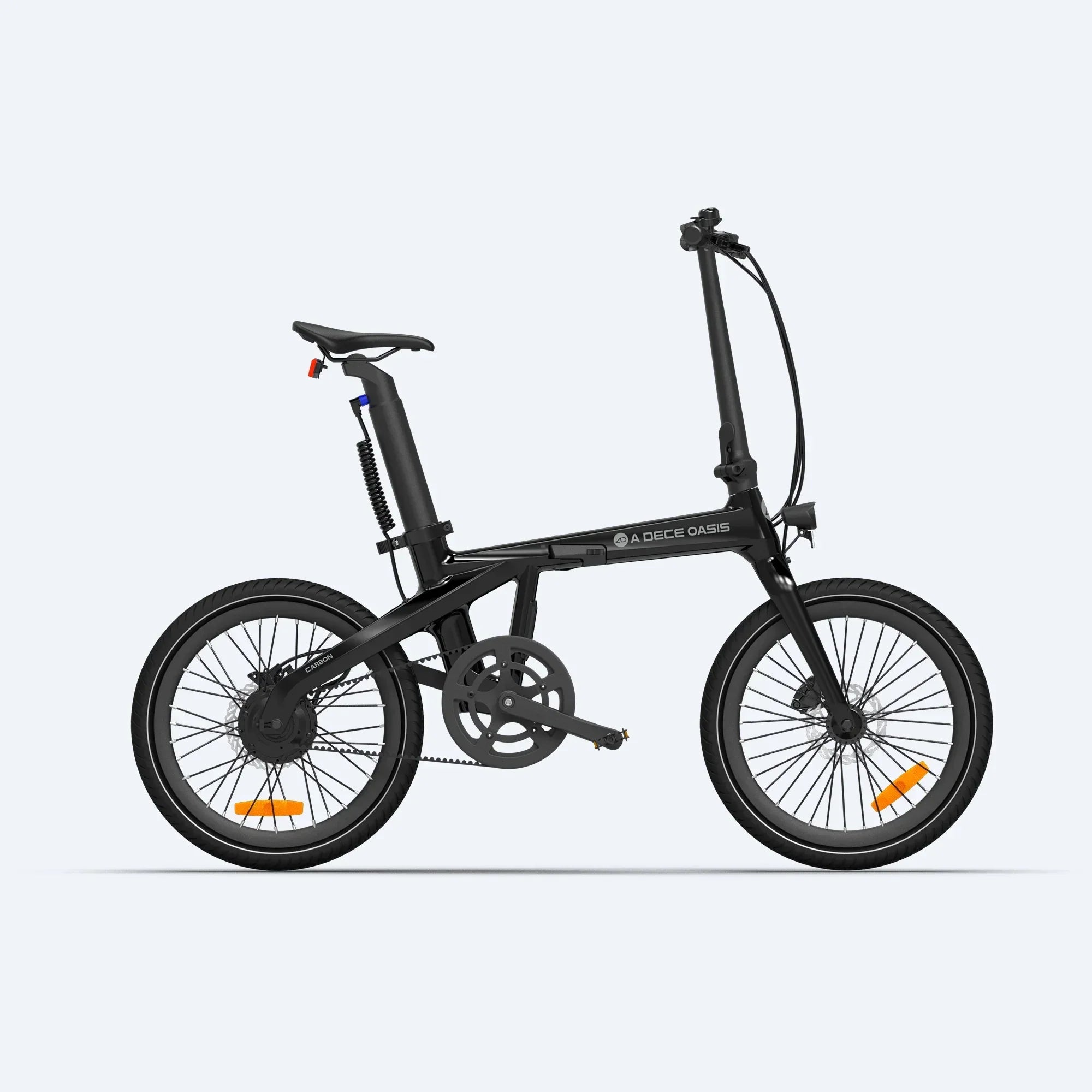Black A Dece Oasis foldable electric bike with carbon frame and disc brakes