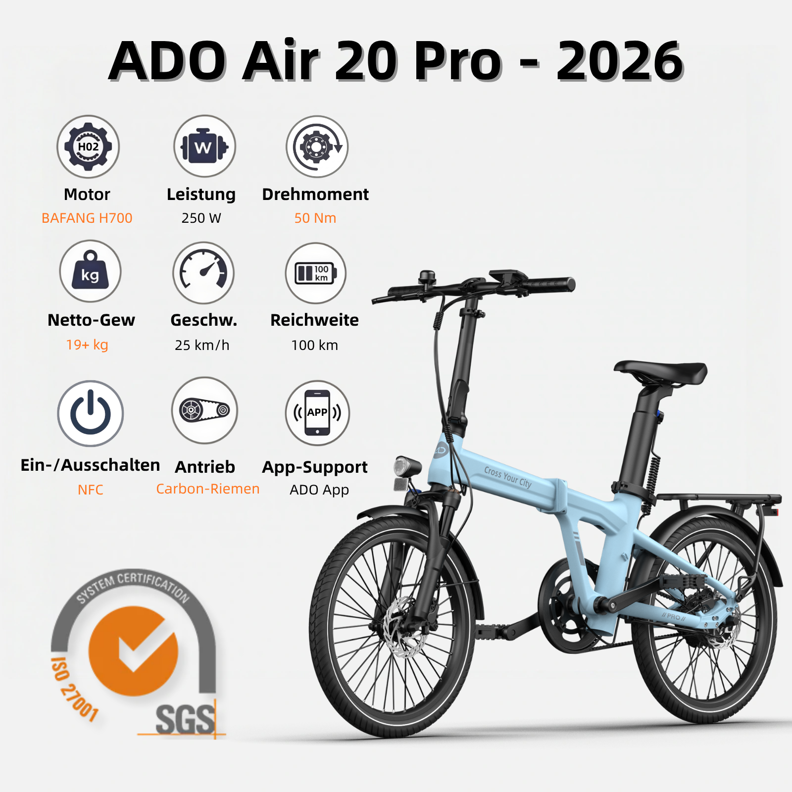 ADO Air 20 Pro/Ultra E-Bike Klapprad, Upgrade Version mit Rabatt – Twopoint