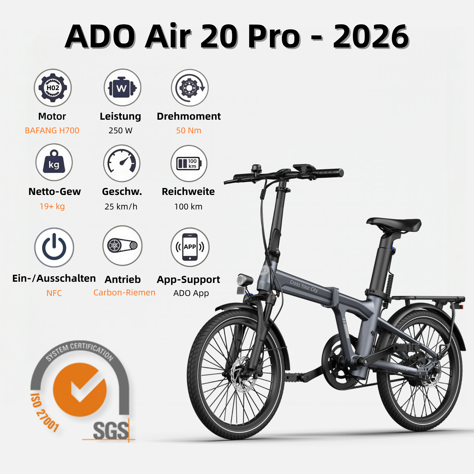 ADO Air 20 Pro/Ultra E-Bike Klapprad, Upgrade Version mit Rabatt – Twopoint