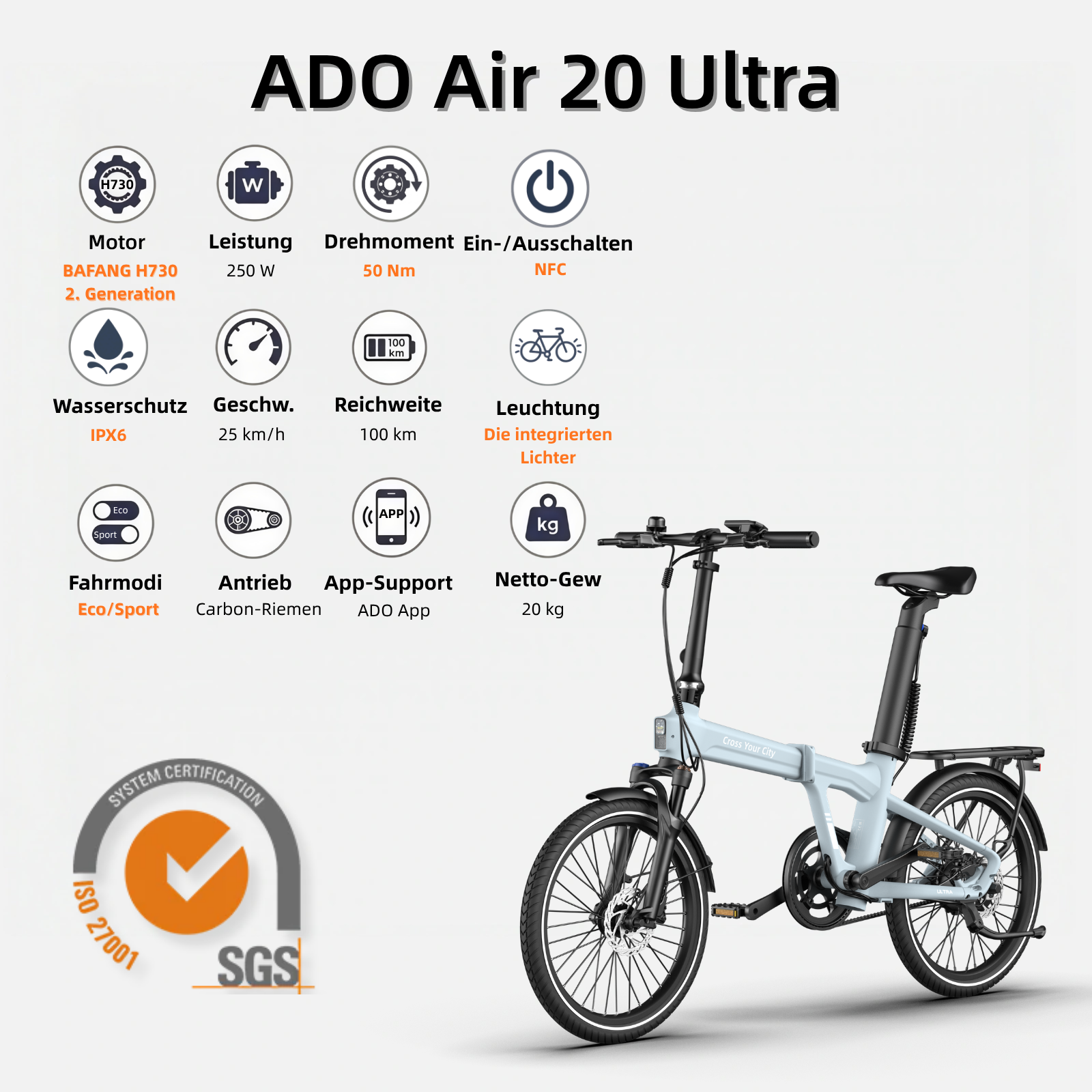 (Gratiszugabe: 237,98 €) Bundle: ADO Air 20 Ultra 2026 E-Bike Upgrade Version x2