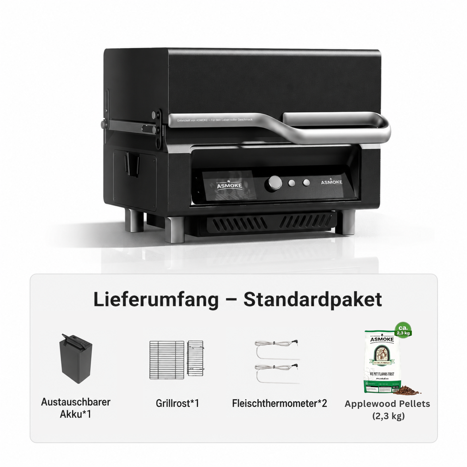 Asmoke Essential – Barbecue compact à granulés de bois avec 5