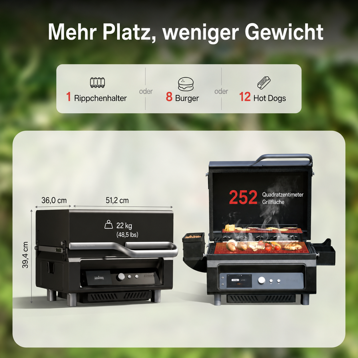 Asmoke Essential – Kompakter Holzpellet-Grill mit 5