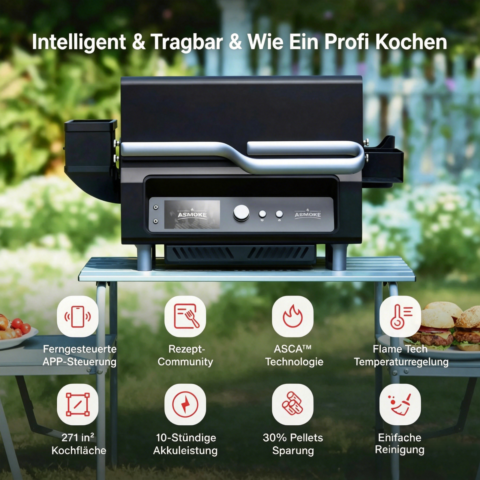 Asmoke Essential – Kompakter Holzpellet-Grill mit 5
