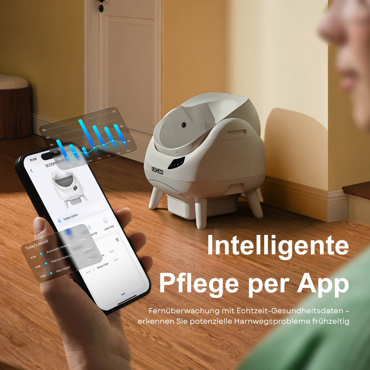 <tc>CATLINK</tc> Open-X Lite – Bac à litière ouvert et autonettoyant pour chat