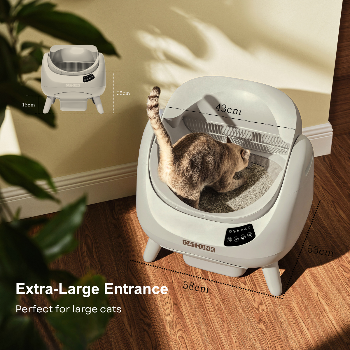 <tc>CATLINK</tc> Open-X Lite – Bac à litière ouvert et autonettoyant pour chat