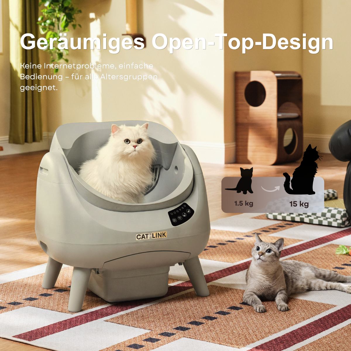 <tc>CATLINK</tc> Open-X Lite – Bac à litière ouvert et autonettoyant pour chat