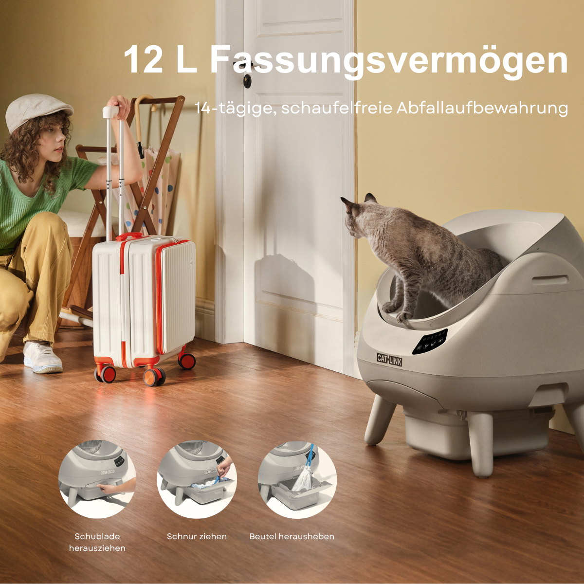<tc>CATLINK</tc> Open-X Lite – Bac à litière ouvert et autonettoyant pour chat
