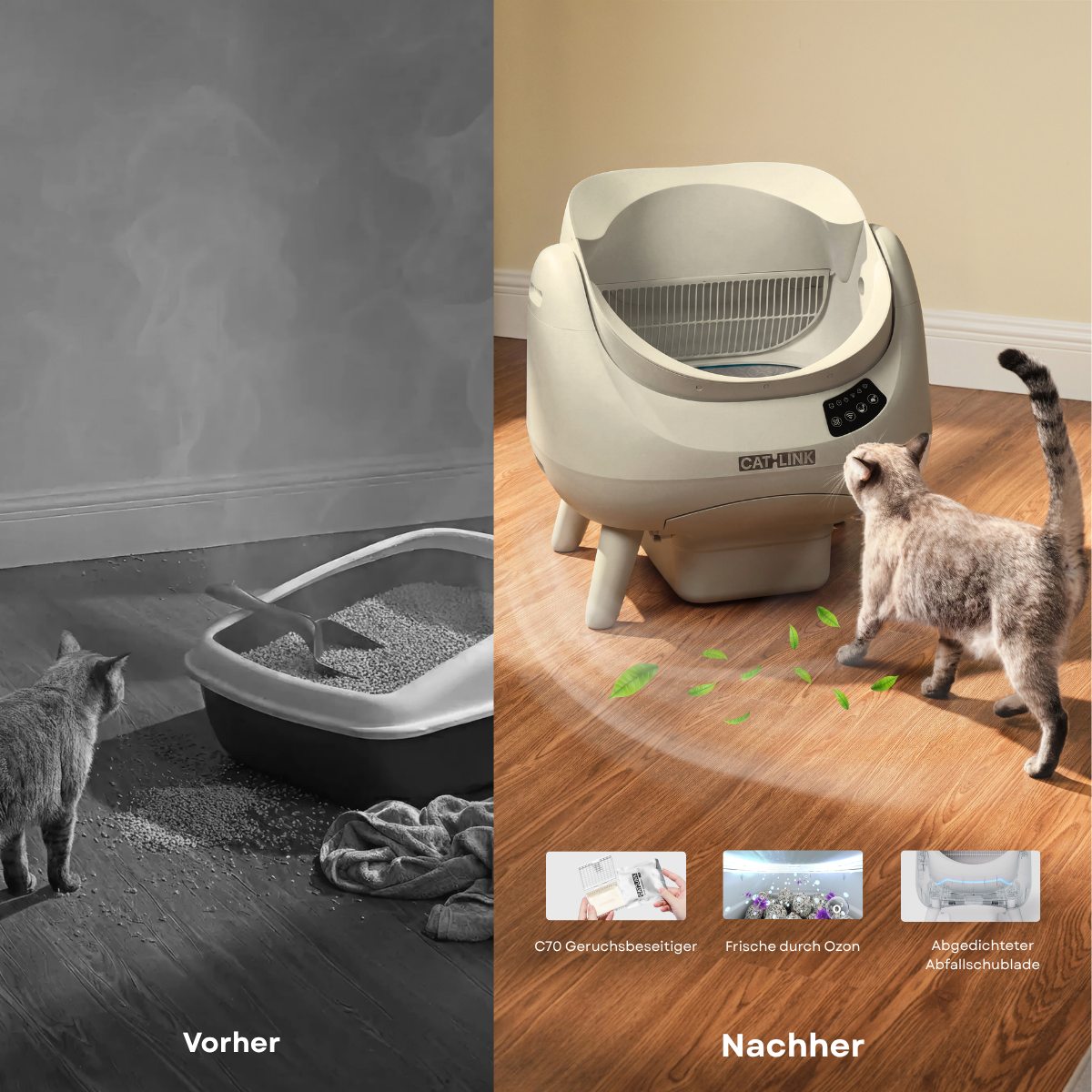 <tc>CATLINK</tc> Open-X Lite – Bac à litière ouvert et autonettoyant pour chat