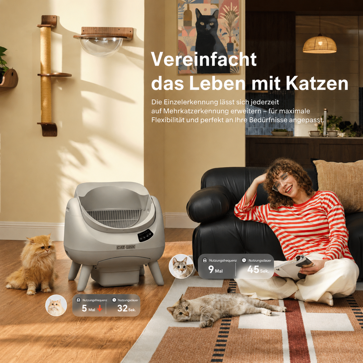 <tc>CATLINK</tc> Open-X Lite – Bac à litière ouvert et autonettoyant pour chat