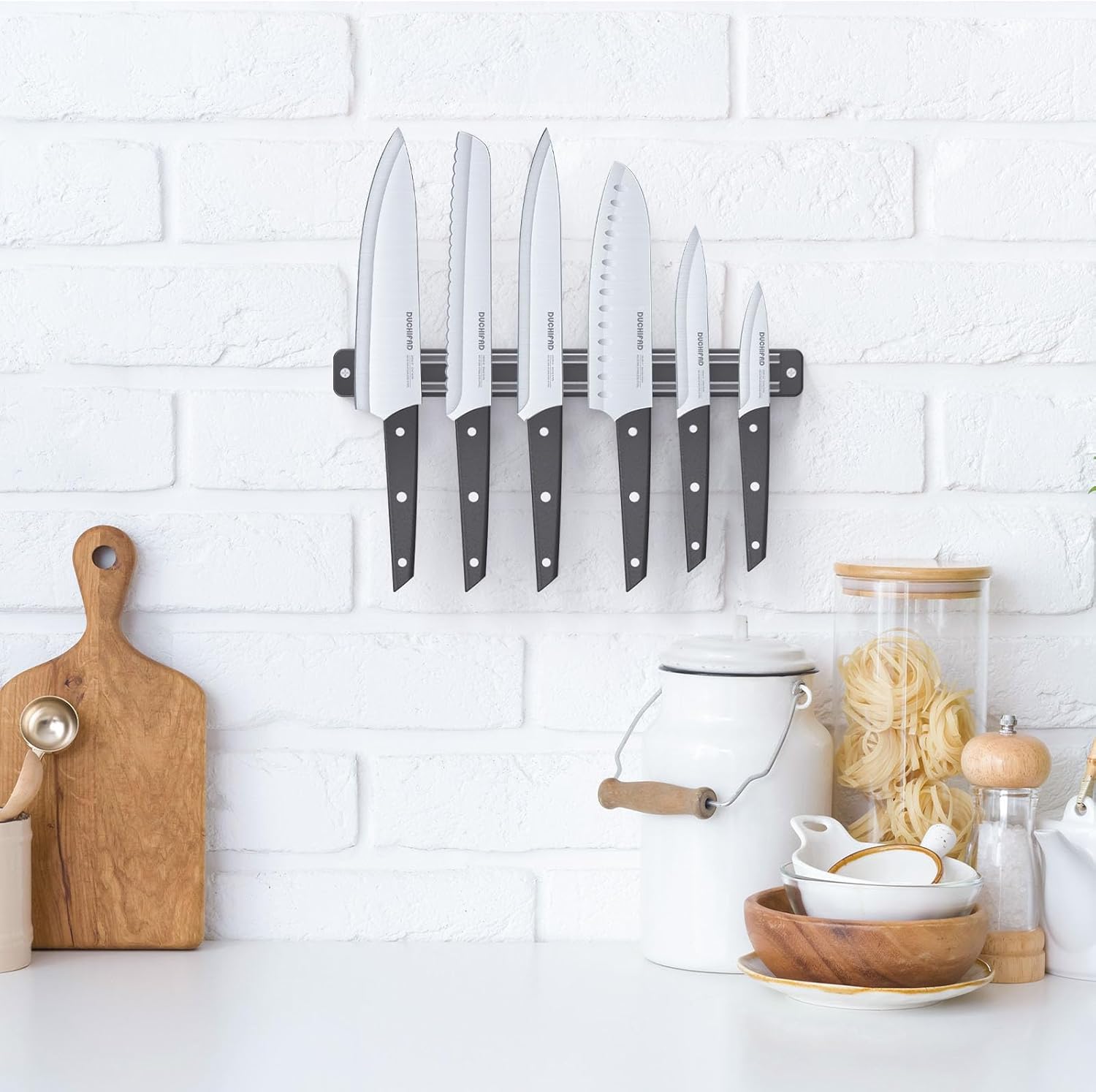DUCHIFAD Coffret de couteaux magnétiques 6 pièces avec porte-couteau