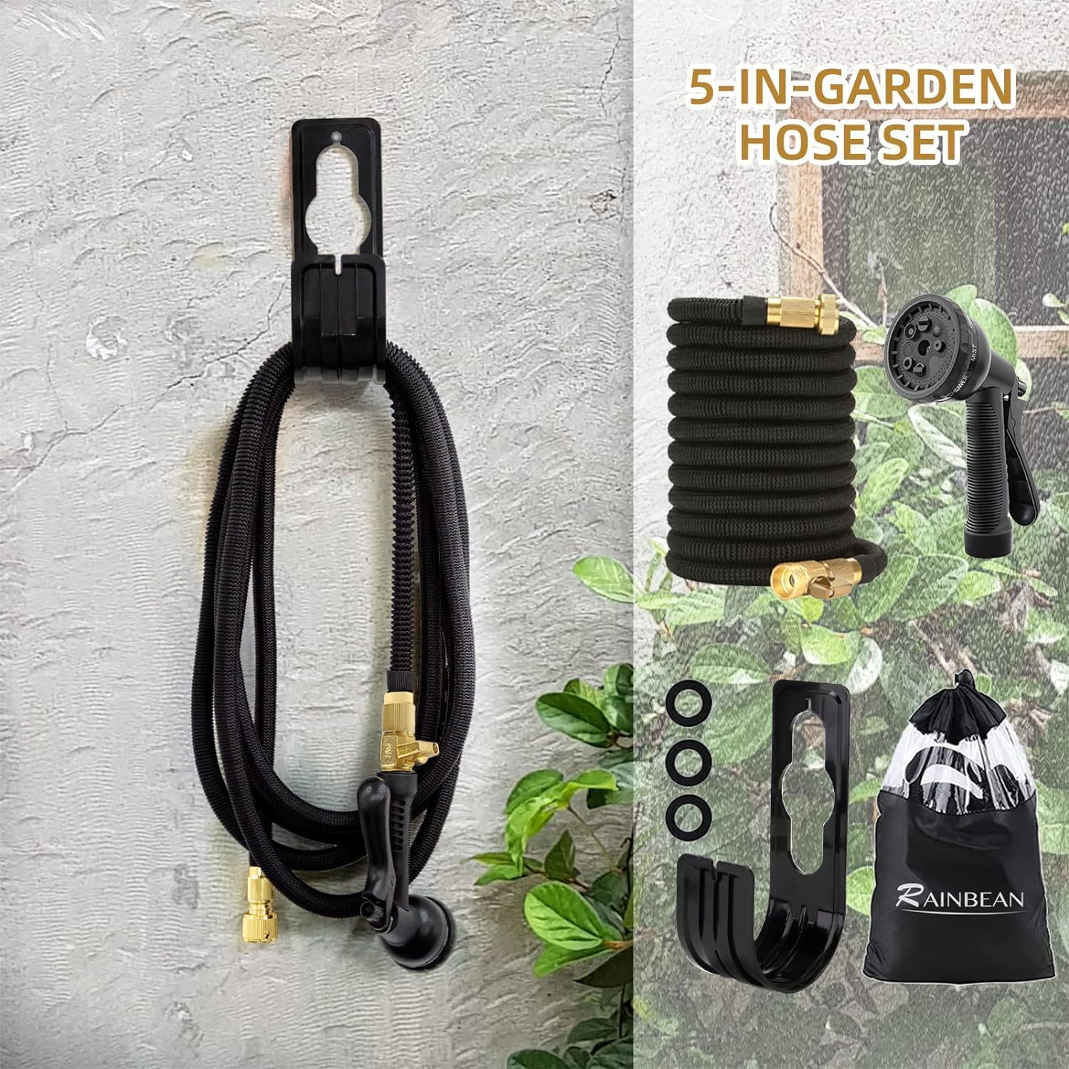 DUCHIFAD 30 m ausdehnbarer Gartenschlauch mit Halterung