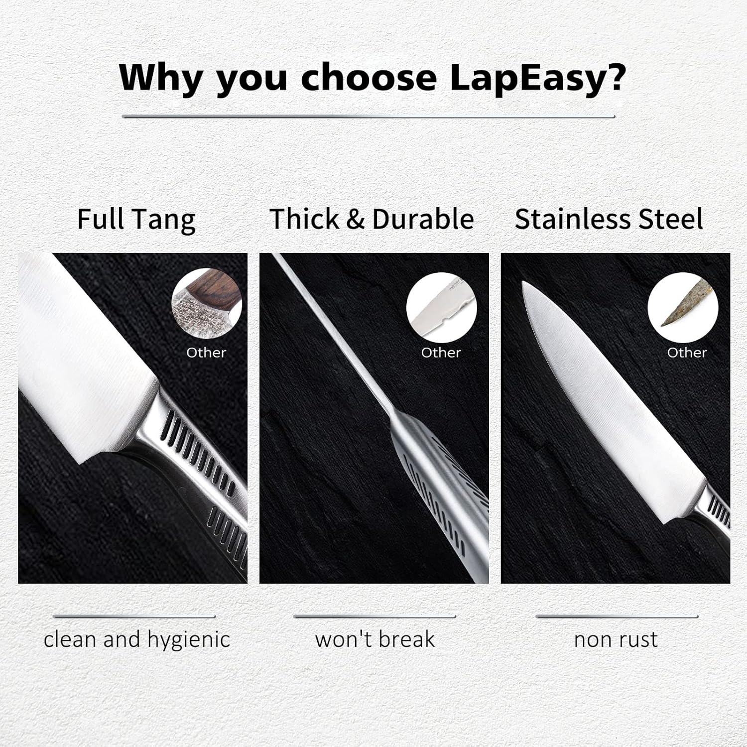 LapEasy set de couteaux de cuisine 15 pièces avec bloc