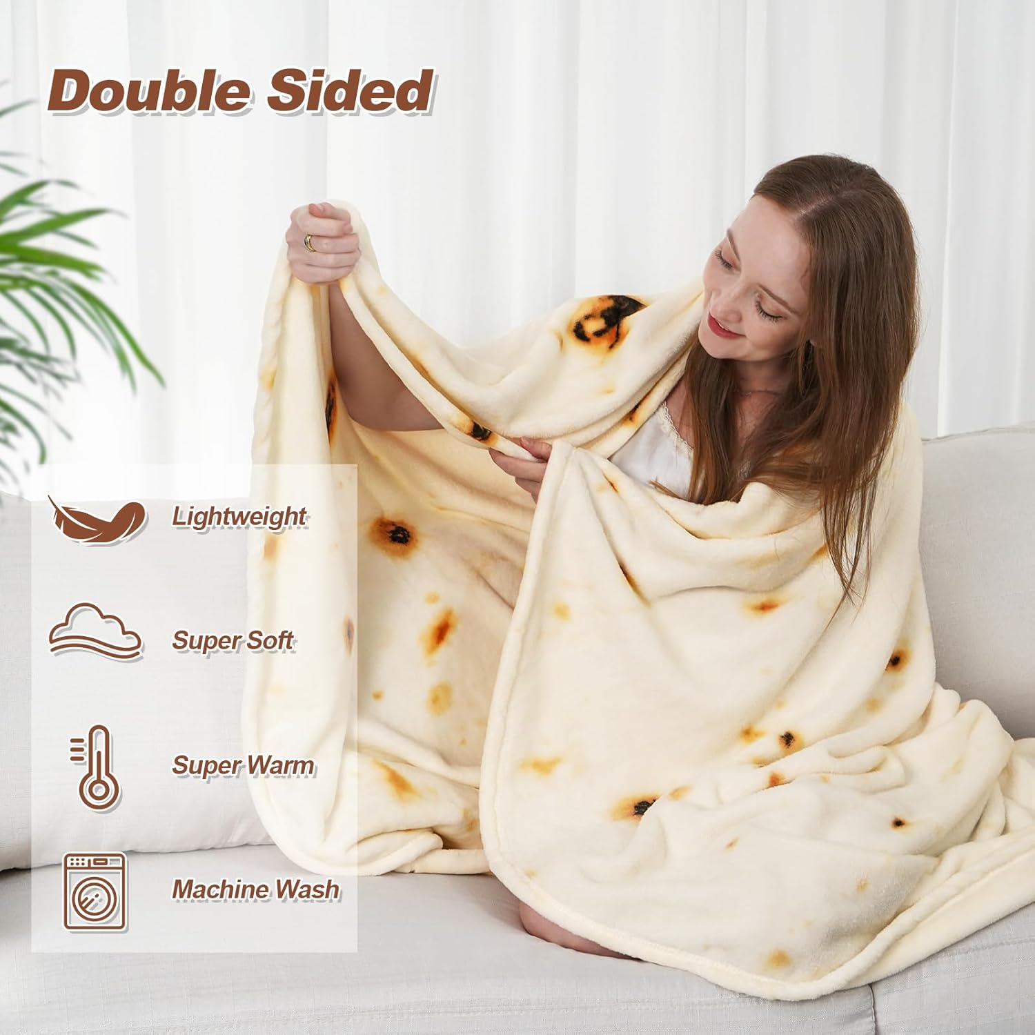 RAINBEAN Kuscheldecke im Burrito-Tortilla-Design