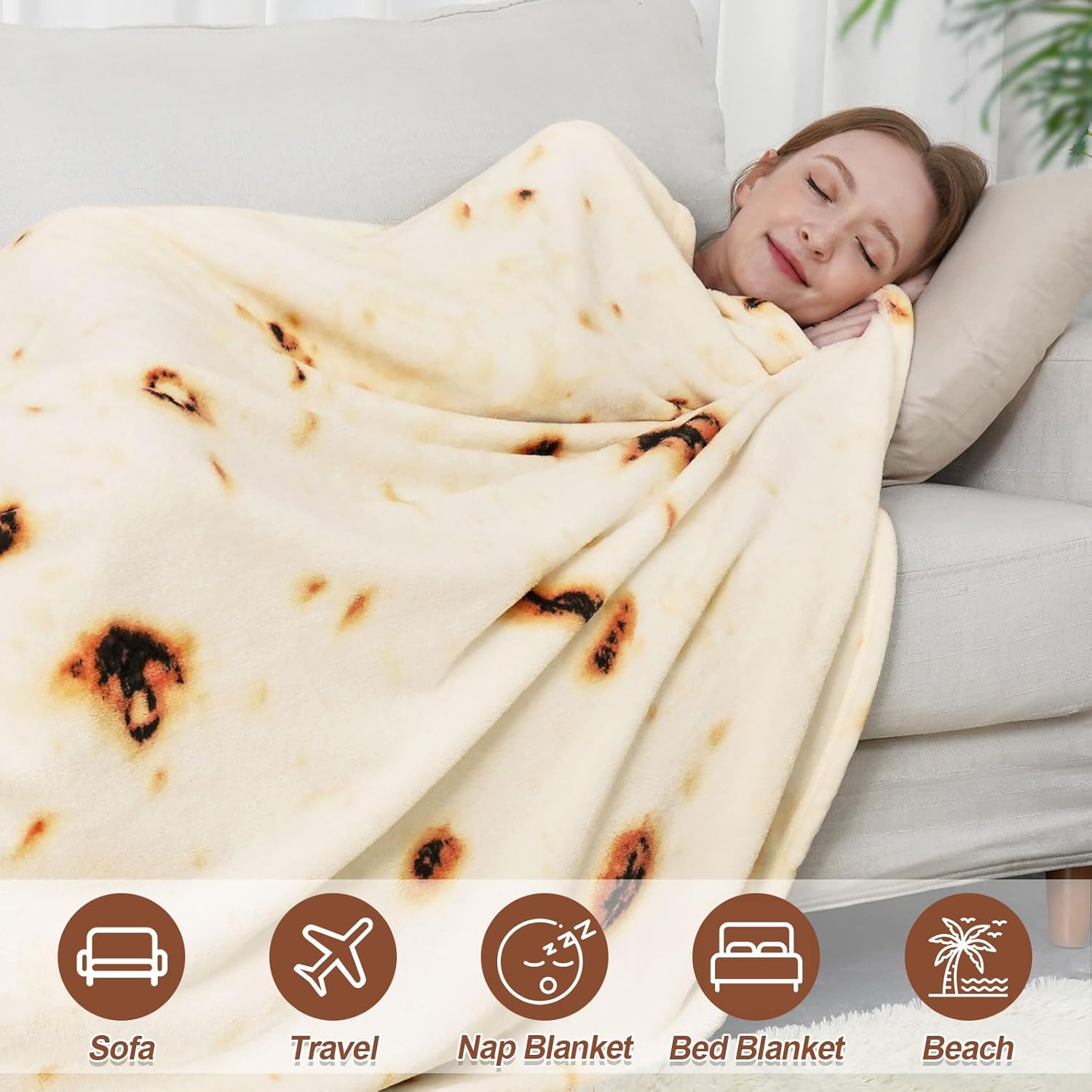 RAINBEAN Kuscheldecke im Burrito-Tortilla-Design