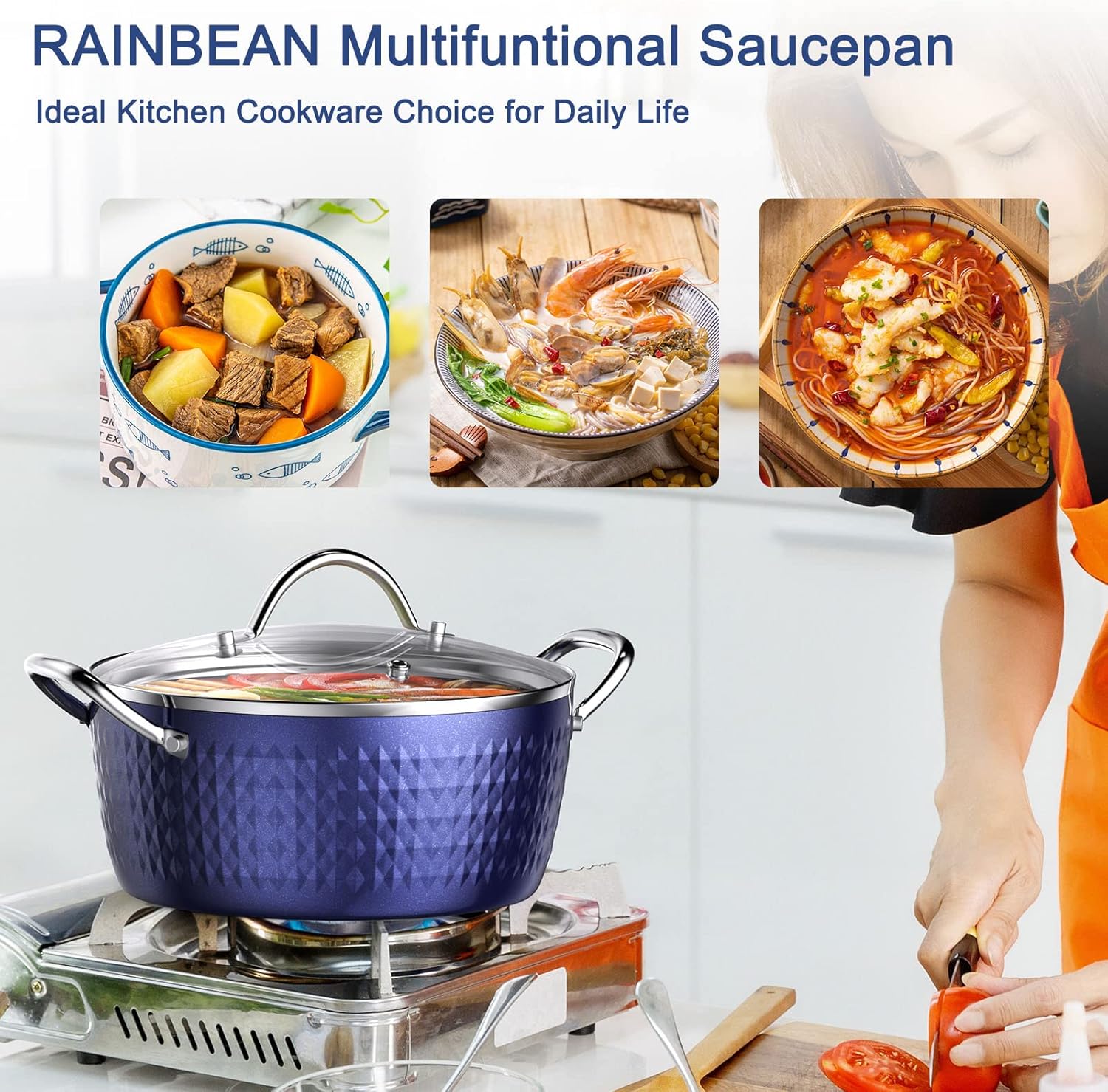 RAINBEAN Induktionskochtopf mit Deckel