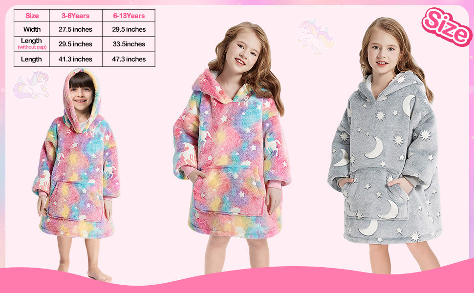 <tc>RAINBEAN</tc> Sweat à capuche à carreaux rose pour enfant avec licorne