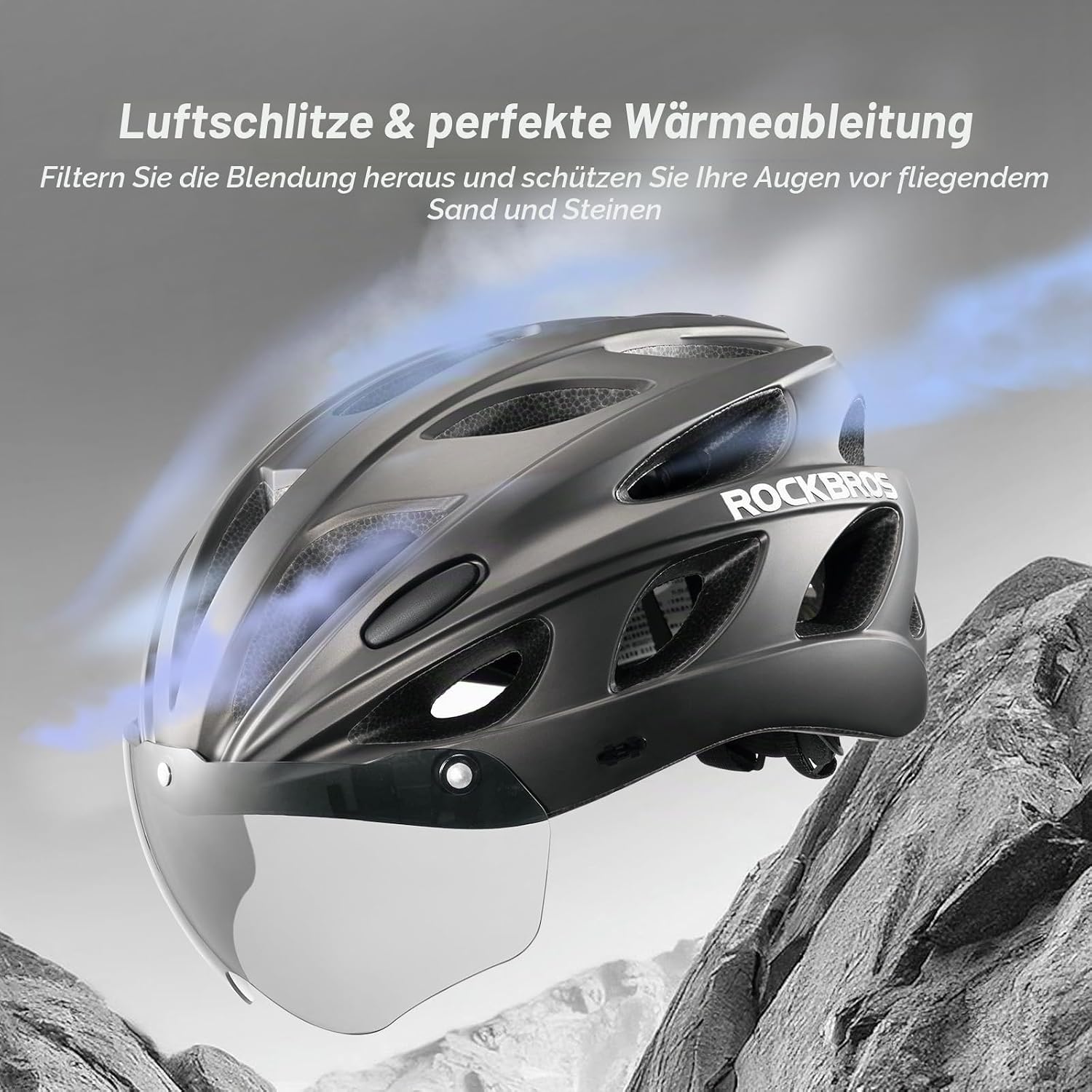 Casque de vélo ROCKBROS avec lunettes - pour VTT & cyclisme sur route