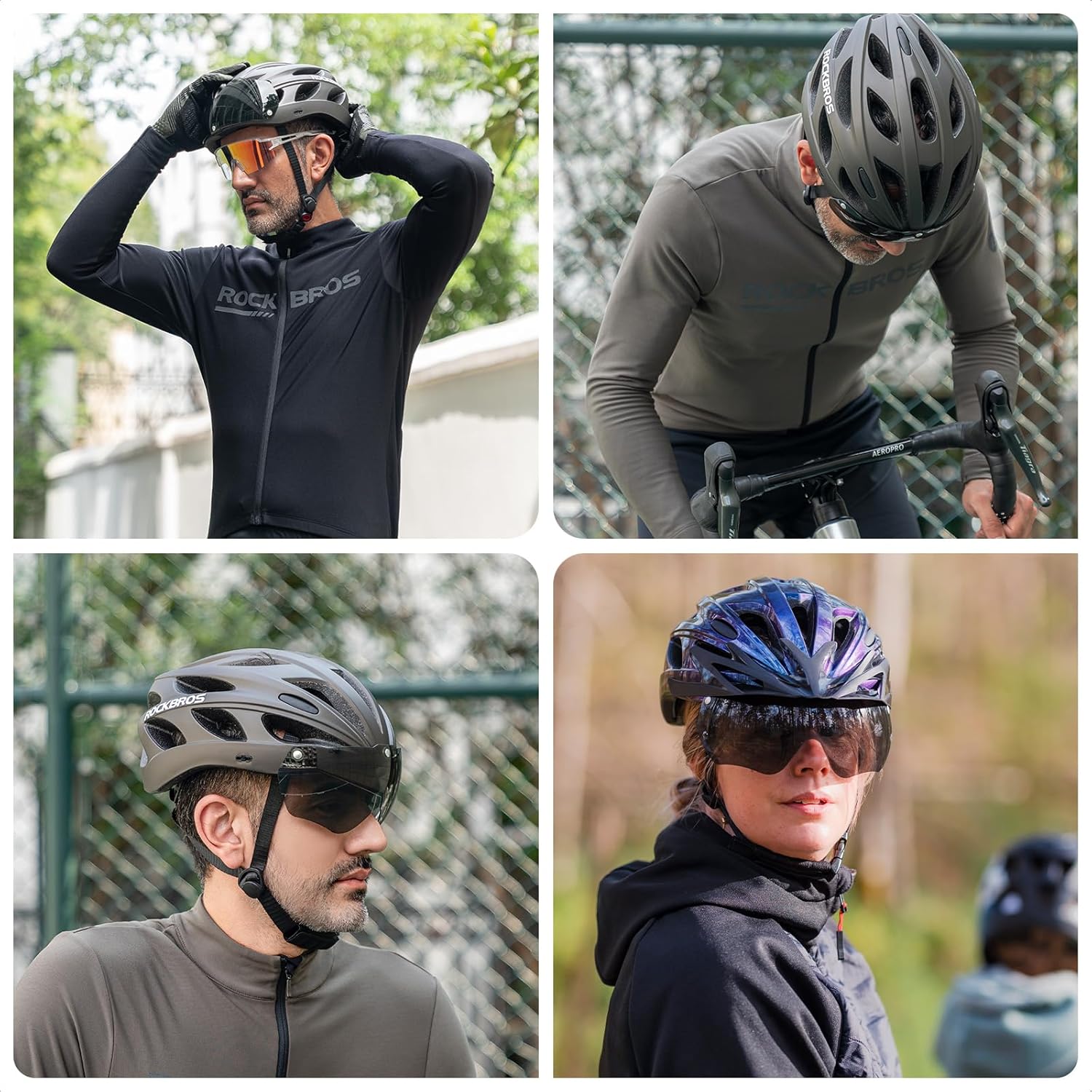 Casque de vélo ROCKBROS avec lunettes - pour VTT & cyclisme sur route