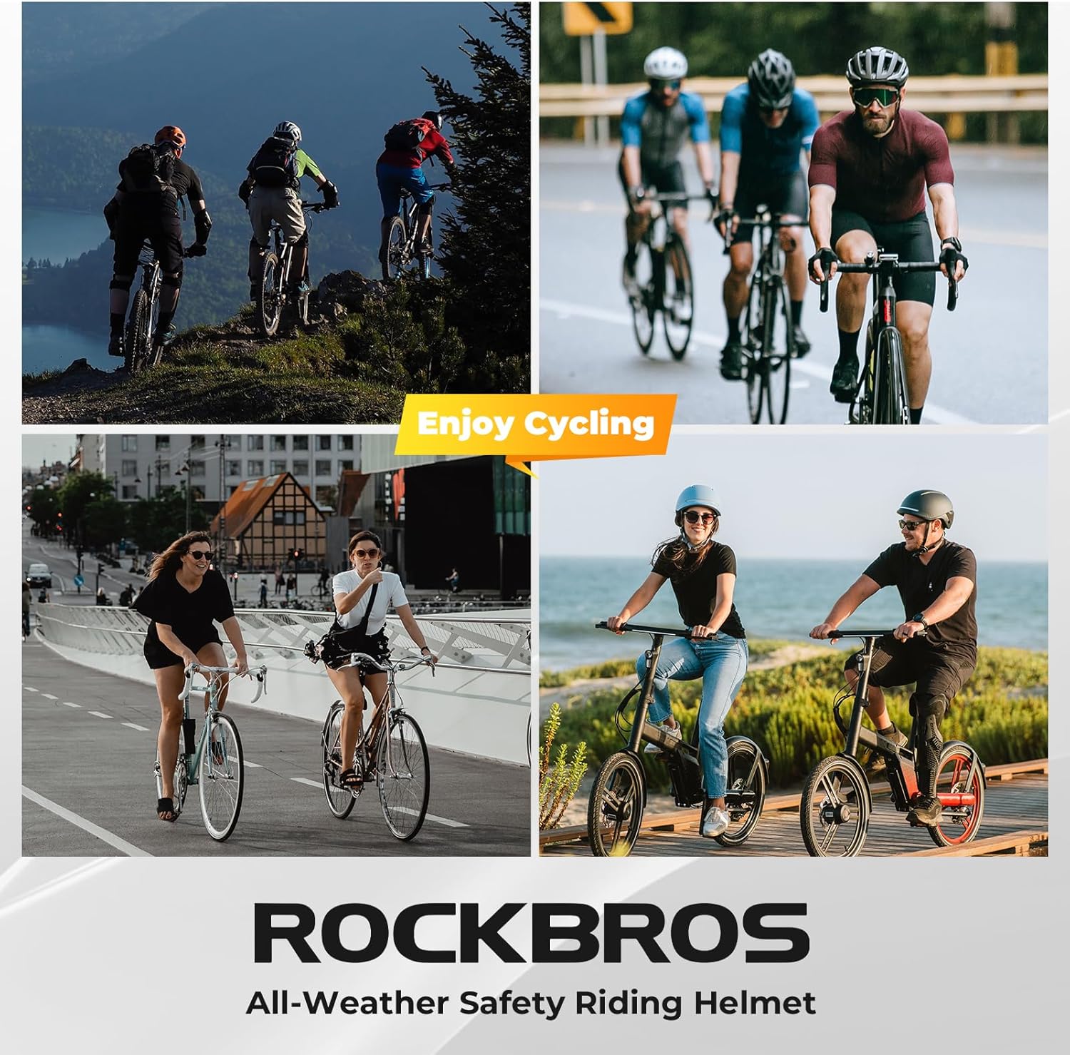 Casque de vélo ROCKBROS avec feu arrière - pour VTT & vélo de route