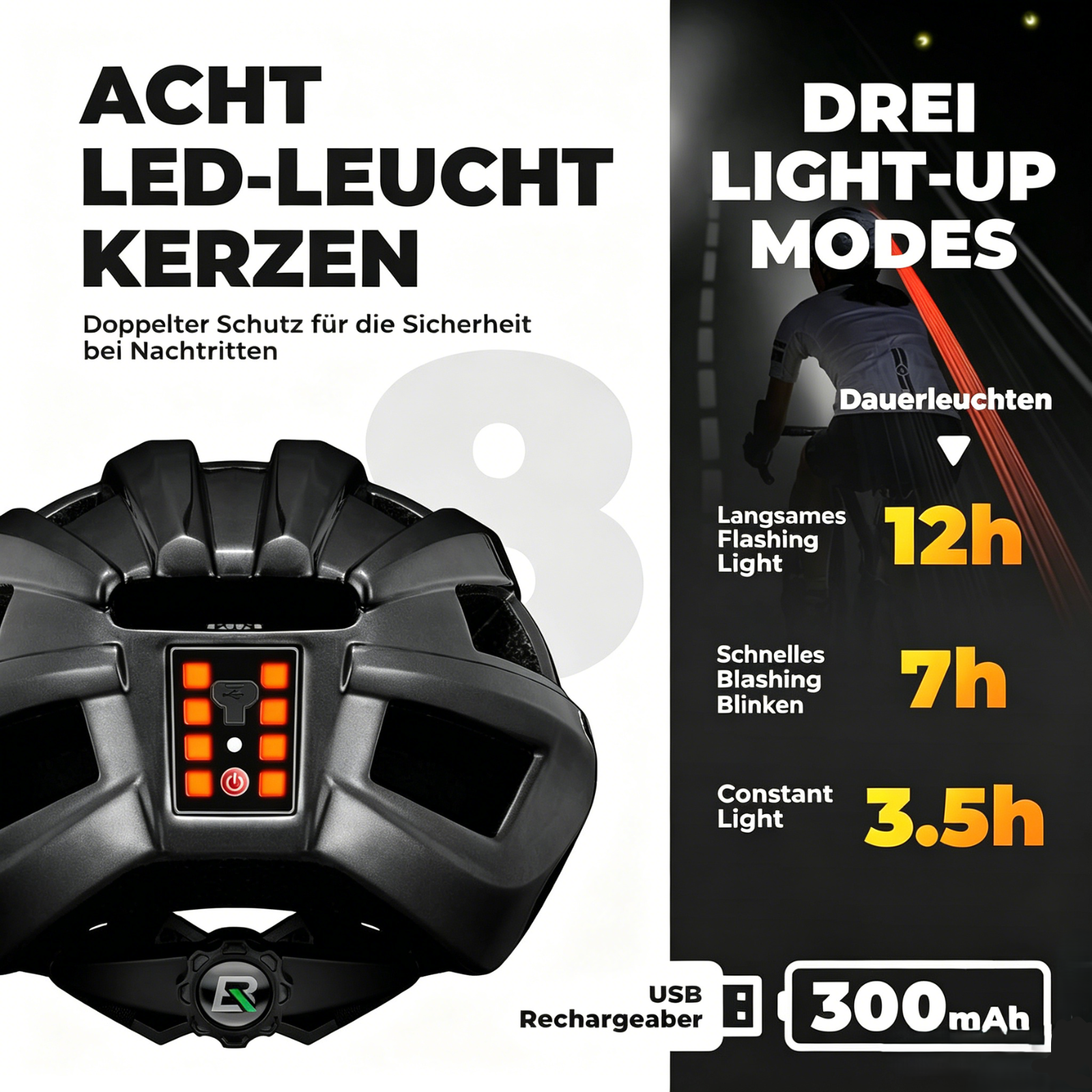 Casque de vélo ROCKBROS avec feu arrière - pour VTT & vélo de route