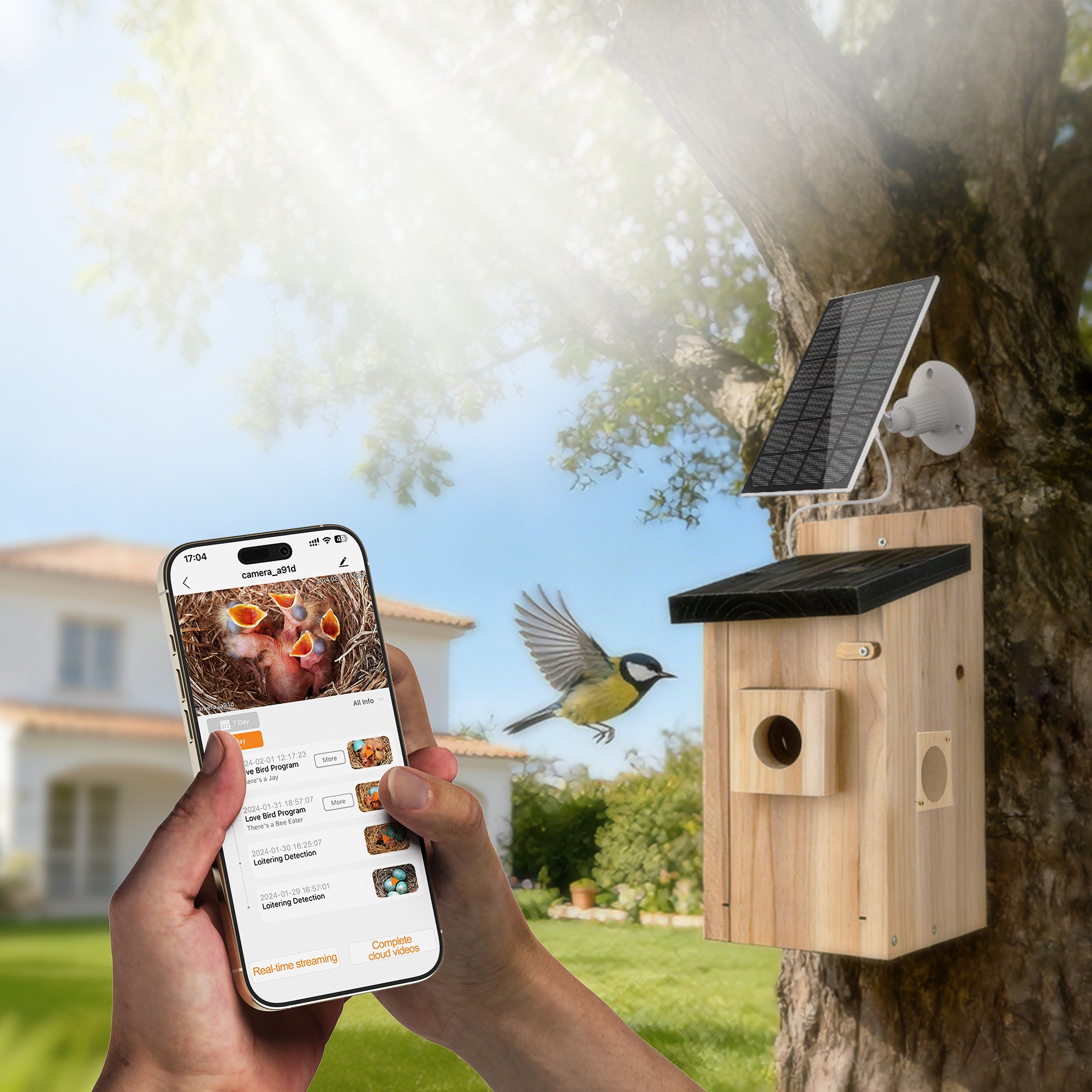 TWOPOINT Vogelhaus mit Kamera – 4MP HD, Solar, WLAN Live-Stream, Echtzeit-Vogelbeobachtung, DIY