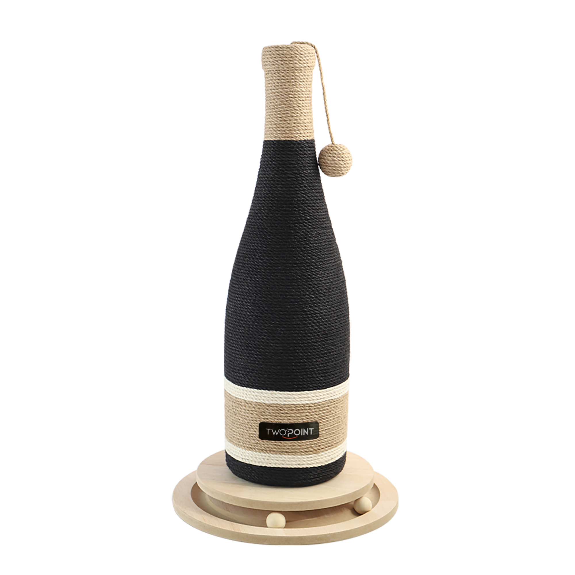 <tc>Twopoint</tc> Rascador para gatos con pelota de juego integrada, completamente cubierto de sisal.