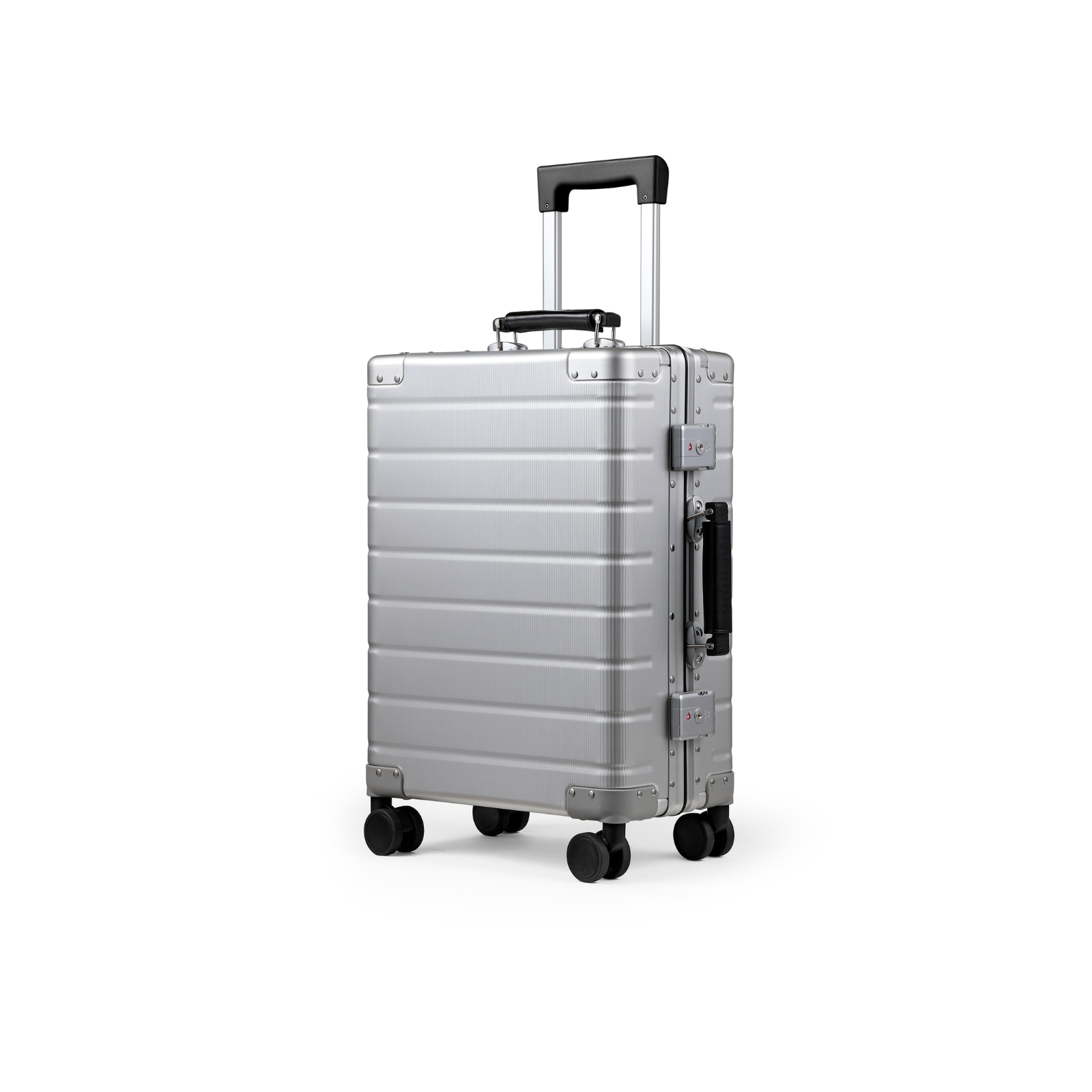 TWOPOINT Aluminium Reisekoffer 20"/24" – Silber, vertikale Struktur