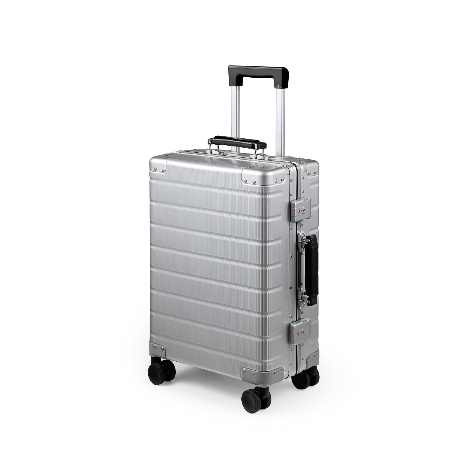 TWOPOINT Aluminium Reisekoffer 20"/24" – Silber, vertikale Struktur