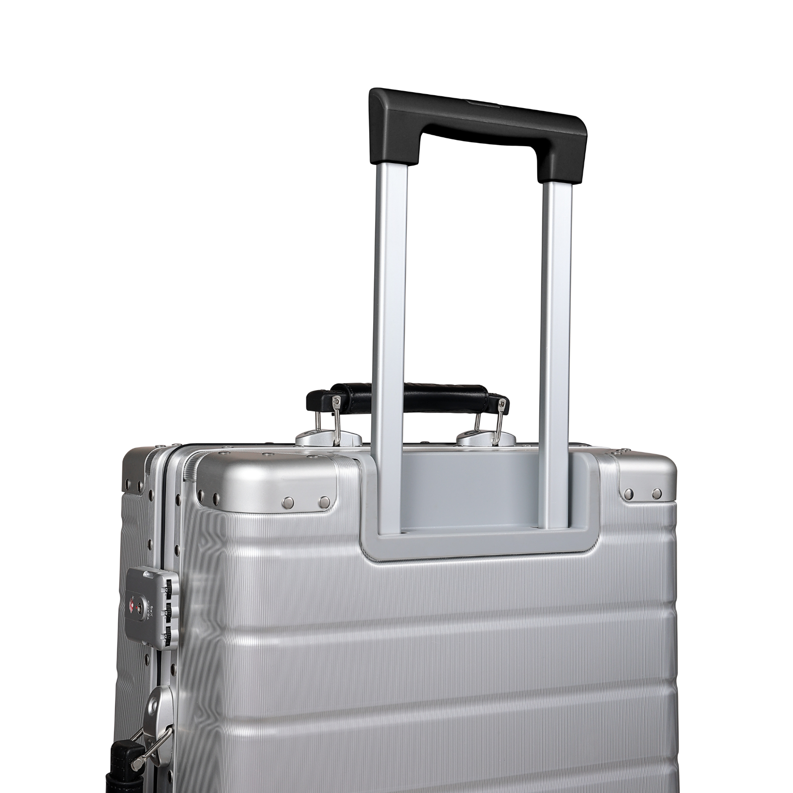 TWOPOINT Aluminium Reisekoffer 20"/24" – Silber, vertikale Struktur