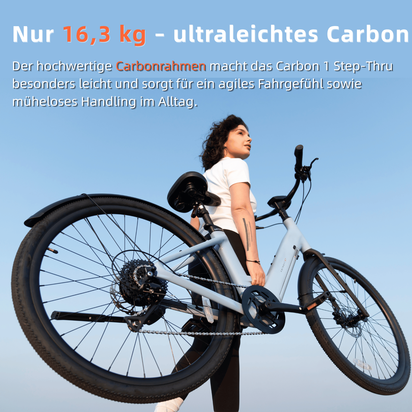(Bonus gratuit :) 49,99 €) <tc>Urtopia</tc> <tc>Carbon 1</tc> Step-Thru – Le vélo électrique intelligent en carbone pour une mobilité confortable
