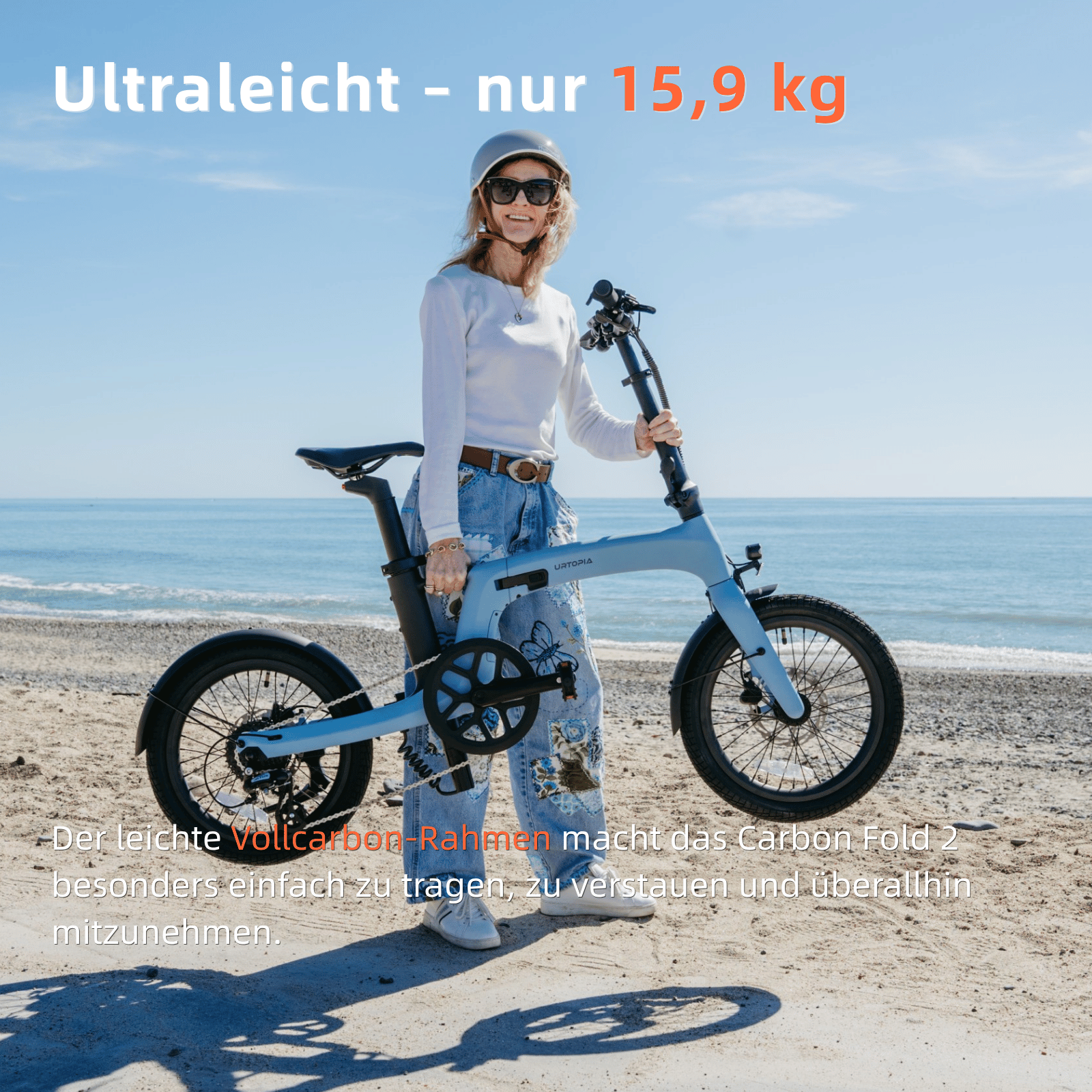 (Gratis bonus:) 49,99 €) <tc>Urtopia</tc> Carbon Fold 2 – Ultralichte e-bike vouwfiets van carbon