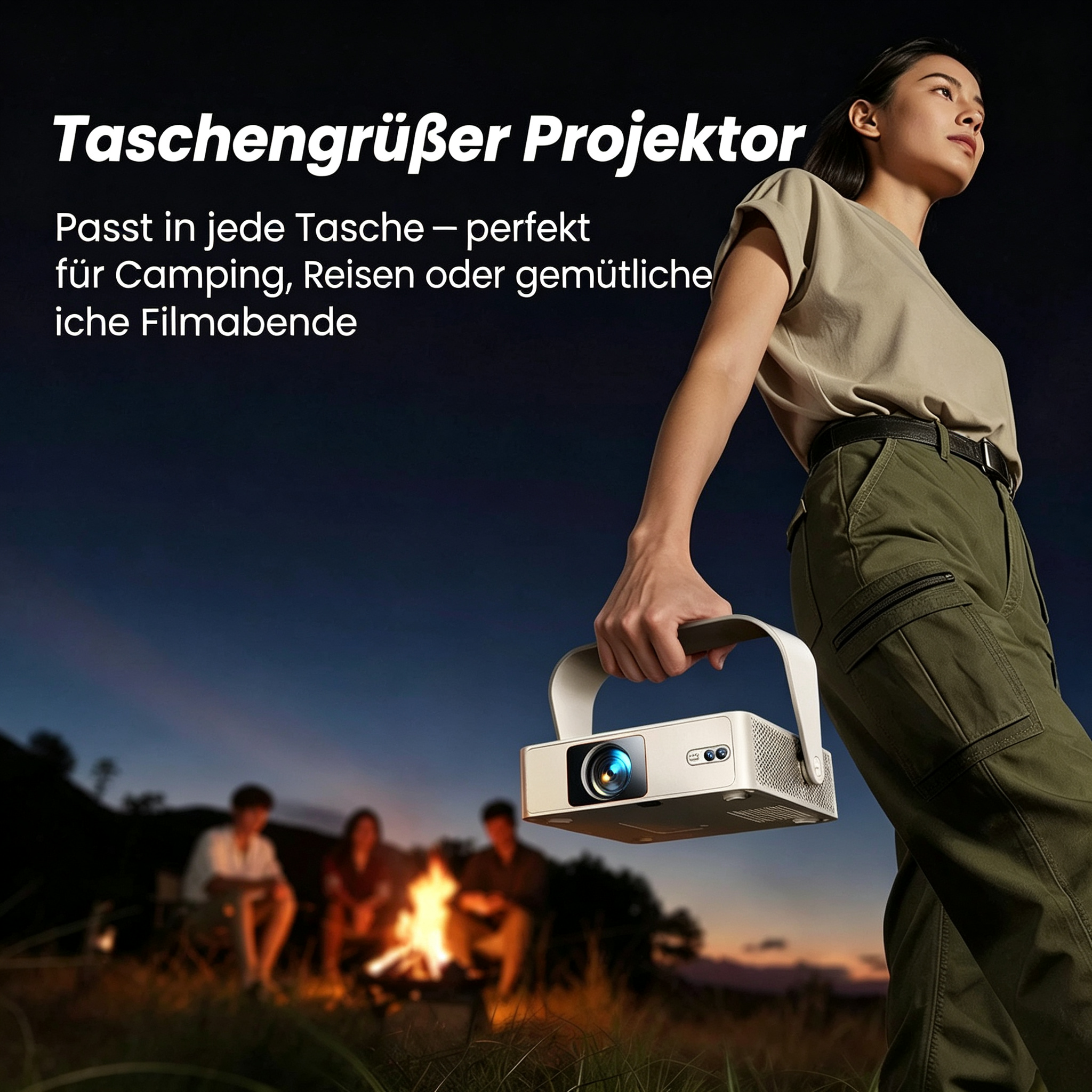 Yaber L<tc>1 Pro</tc> Projecteur portable – Résolution native 1080p, rotation à 330° &  Haut-parleur 8W