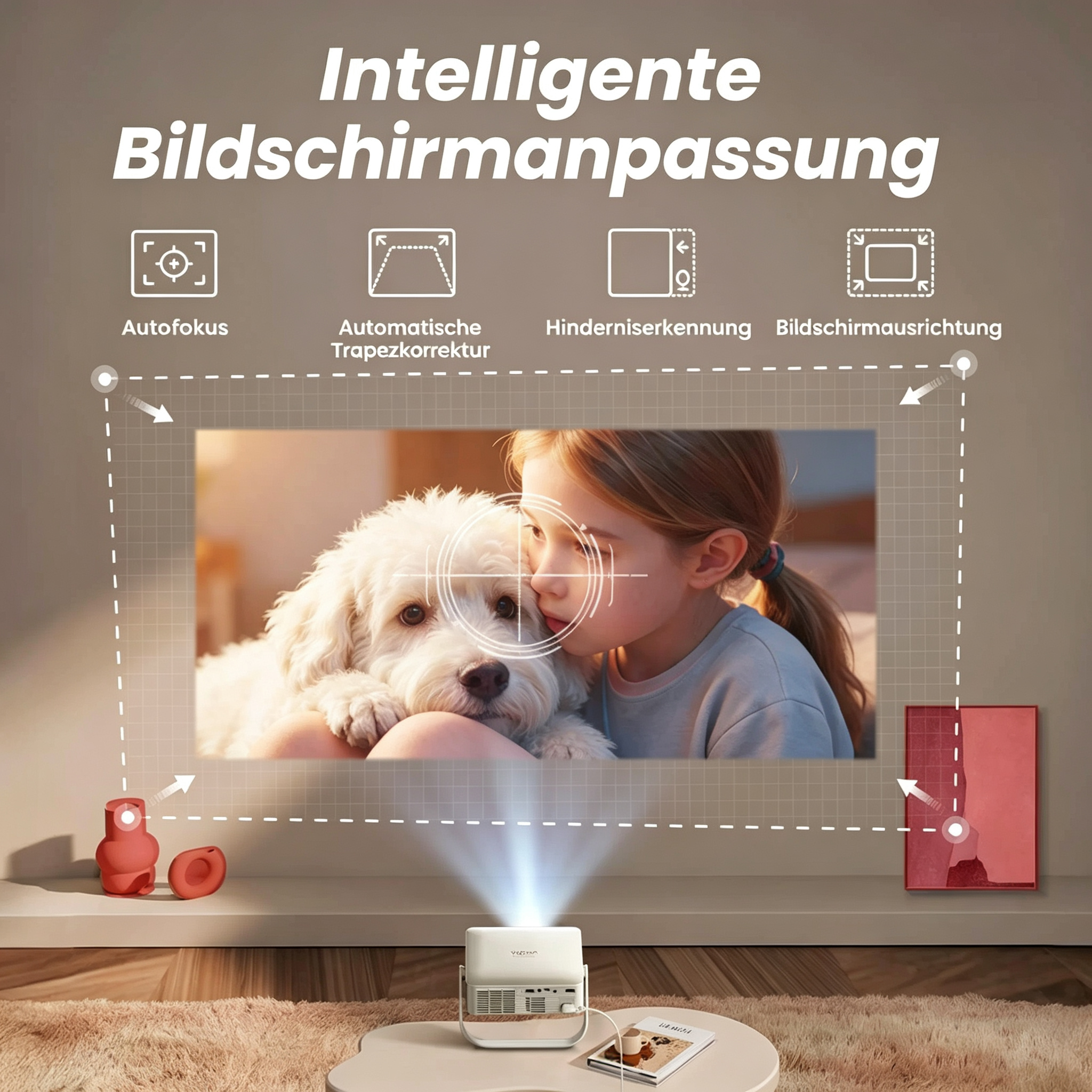 Yaber L<tc>1 Pro</tc> Projecteur portable – Résolution native 1080p, rotation à 330° &  Haut-parleur 8W