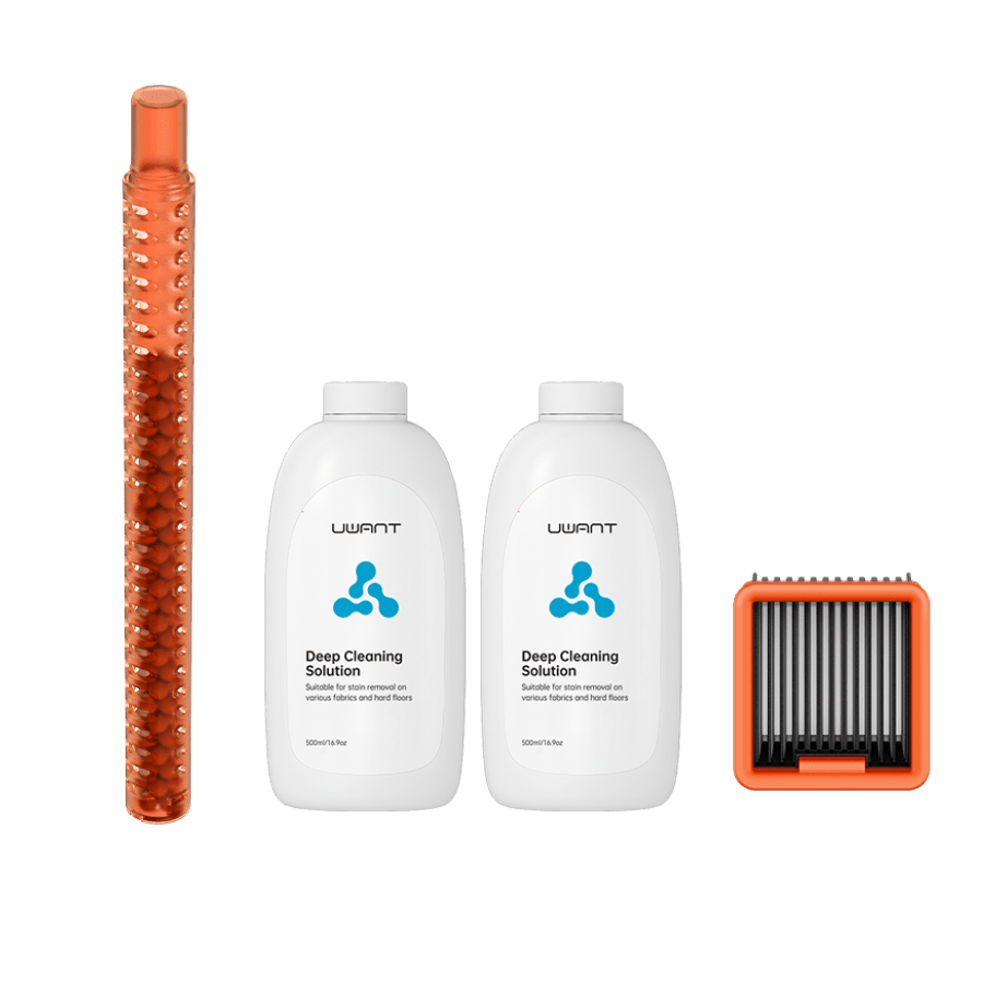 Uwant deep cleaning solution bottles with orange filter and transparent red suction tube accessories