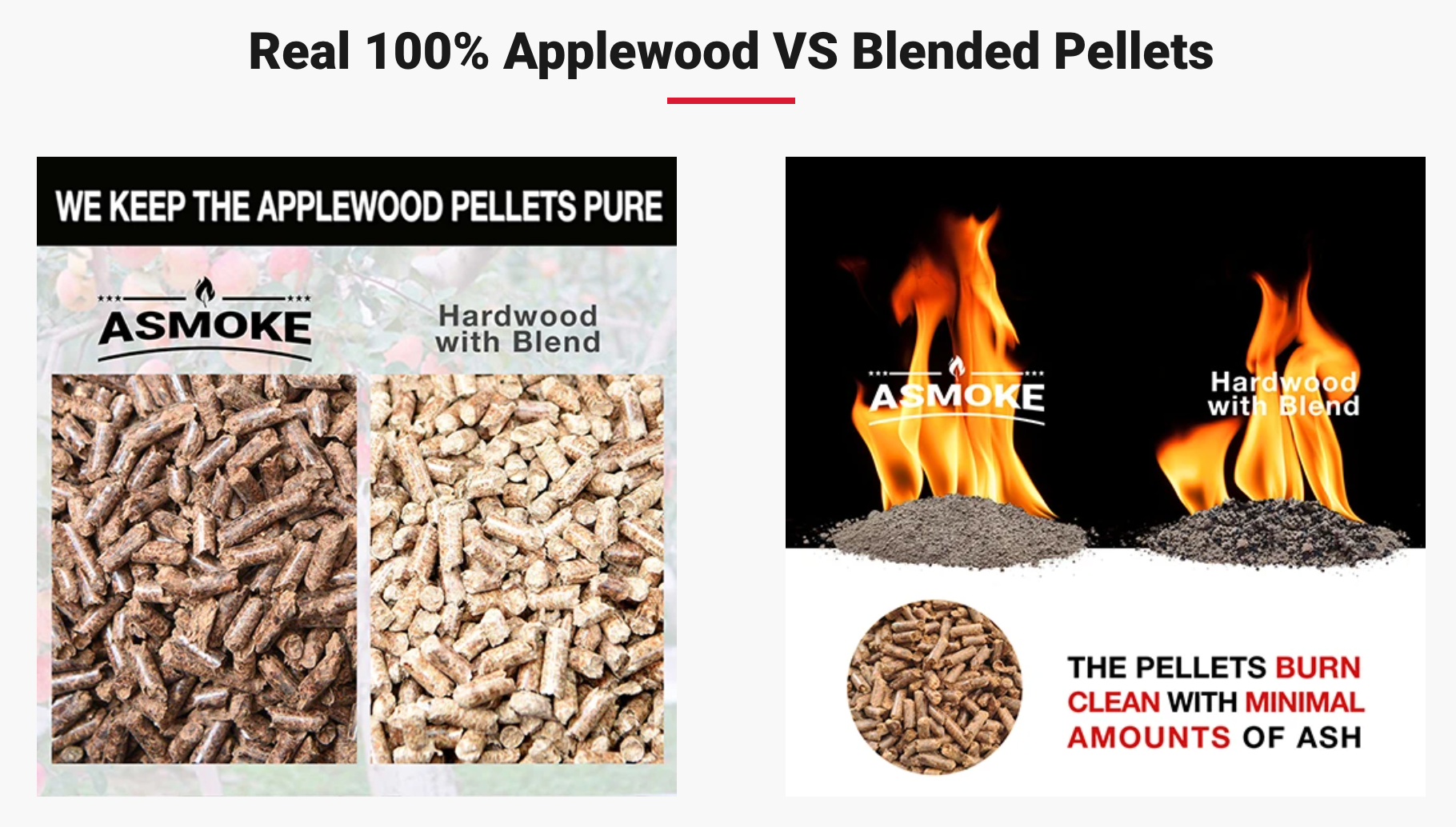 ASMOKE Pellet di legno di melo al 100% - Aroma naturale di affumicatura per grill & affumicatore