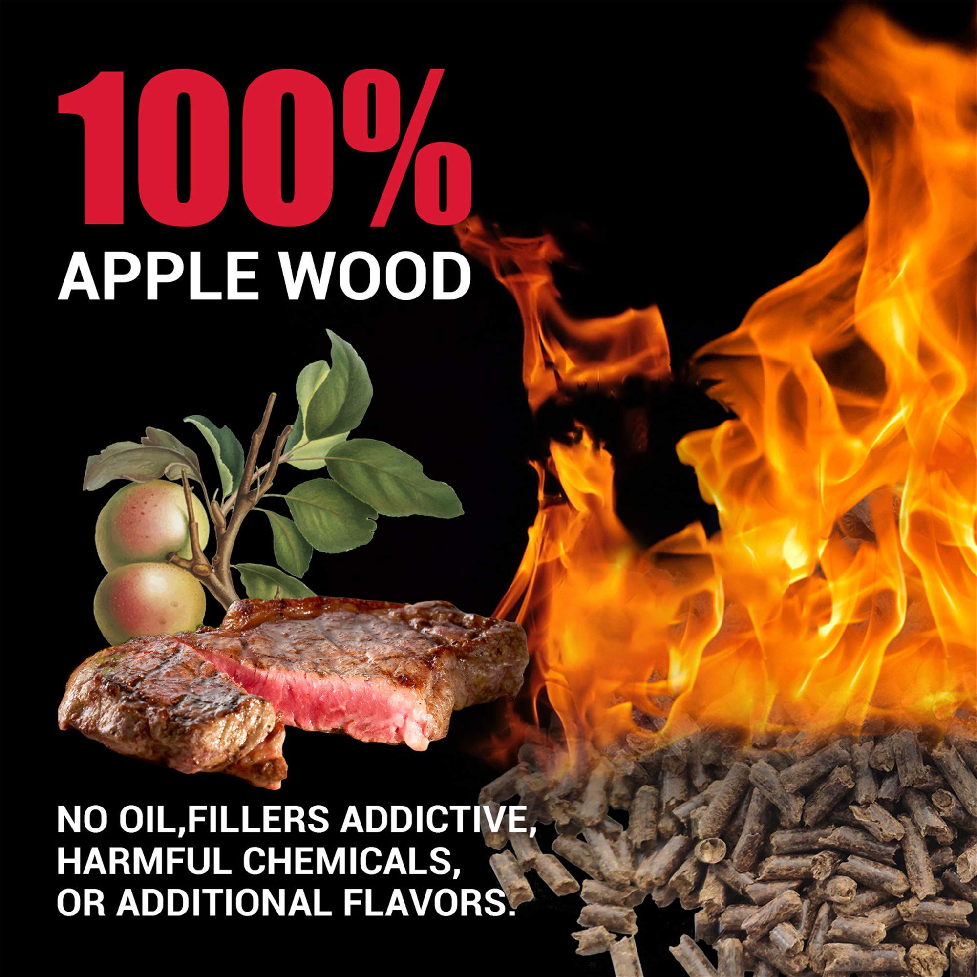 ASMOKE Pellet di legno di melo al 100% - Aroma naturale di affumicatura per grill & affumicatore