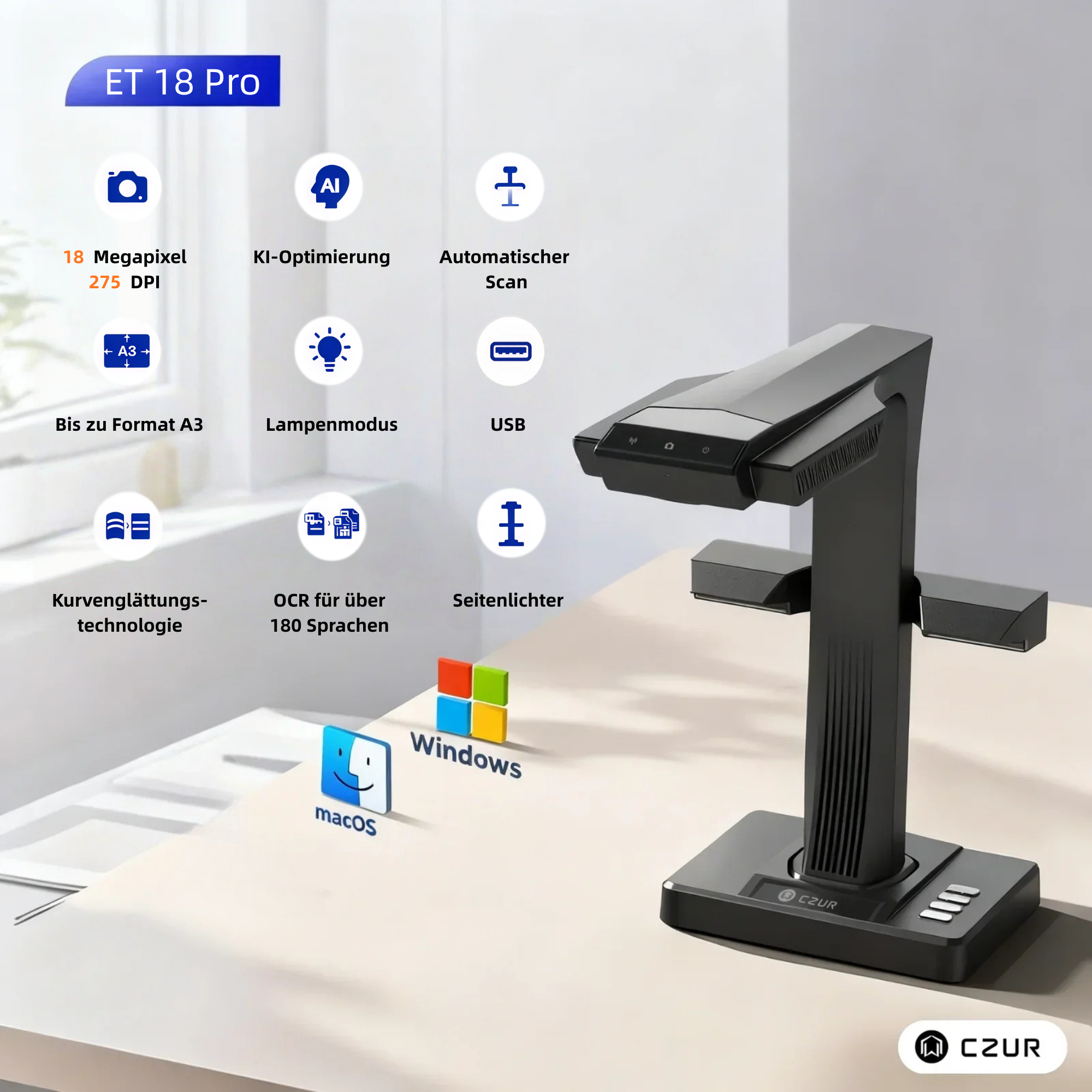 CZUR ET 16/18/24/25/26(Max) Scanner Dokumentescanner