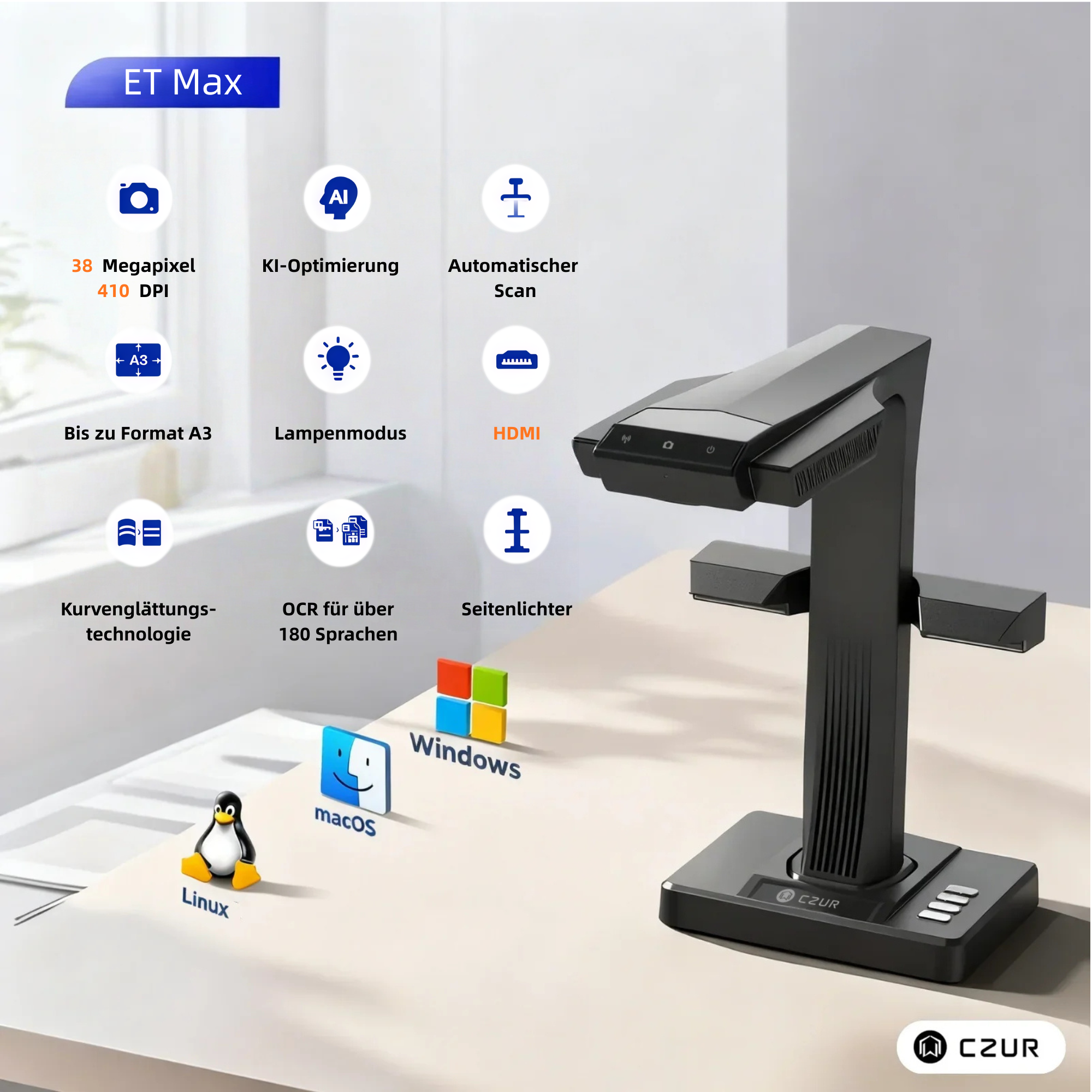 CZUR ET 16/18/24/25/26(Max) Scanner Dokumentescanner