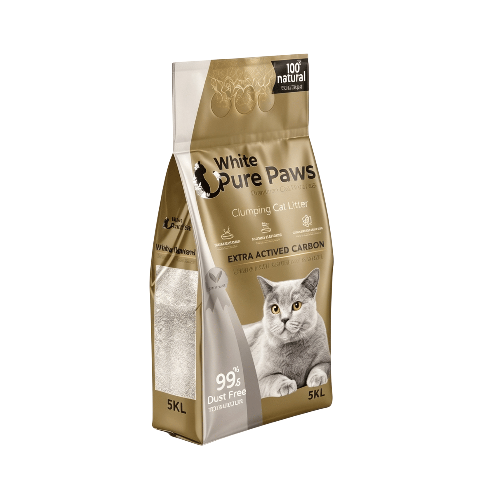 White Pure Paws Premium Bentonit Katzenstreu – 99,5 % staubfrei & stark klumpend