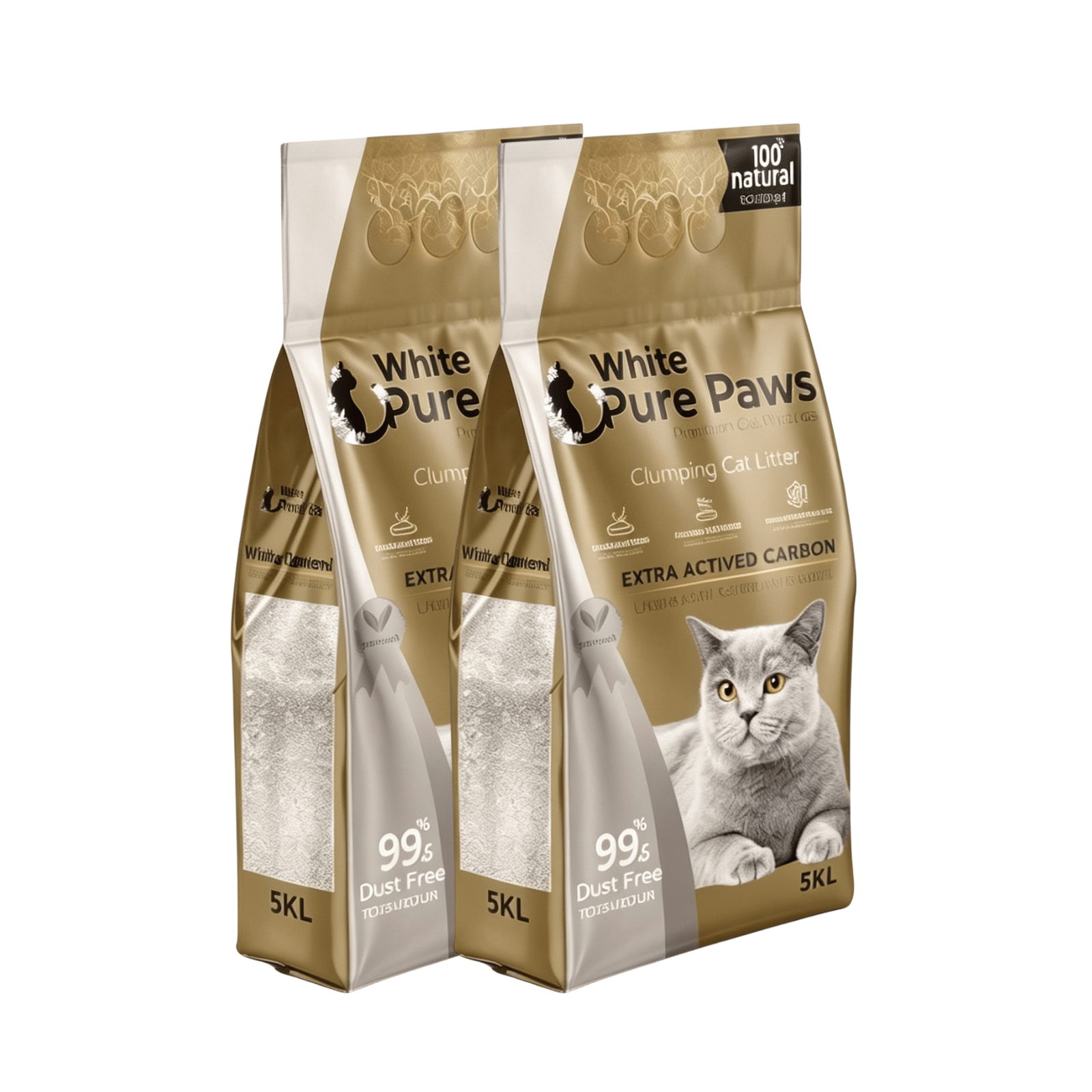 White Pure Paws Premium Bentonit Katzenstreu – 99,5 % staubfrei & stark klumpend
